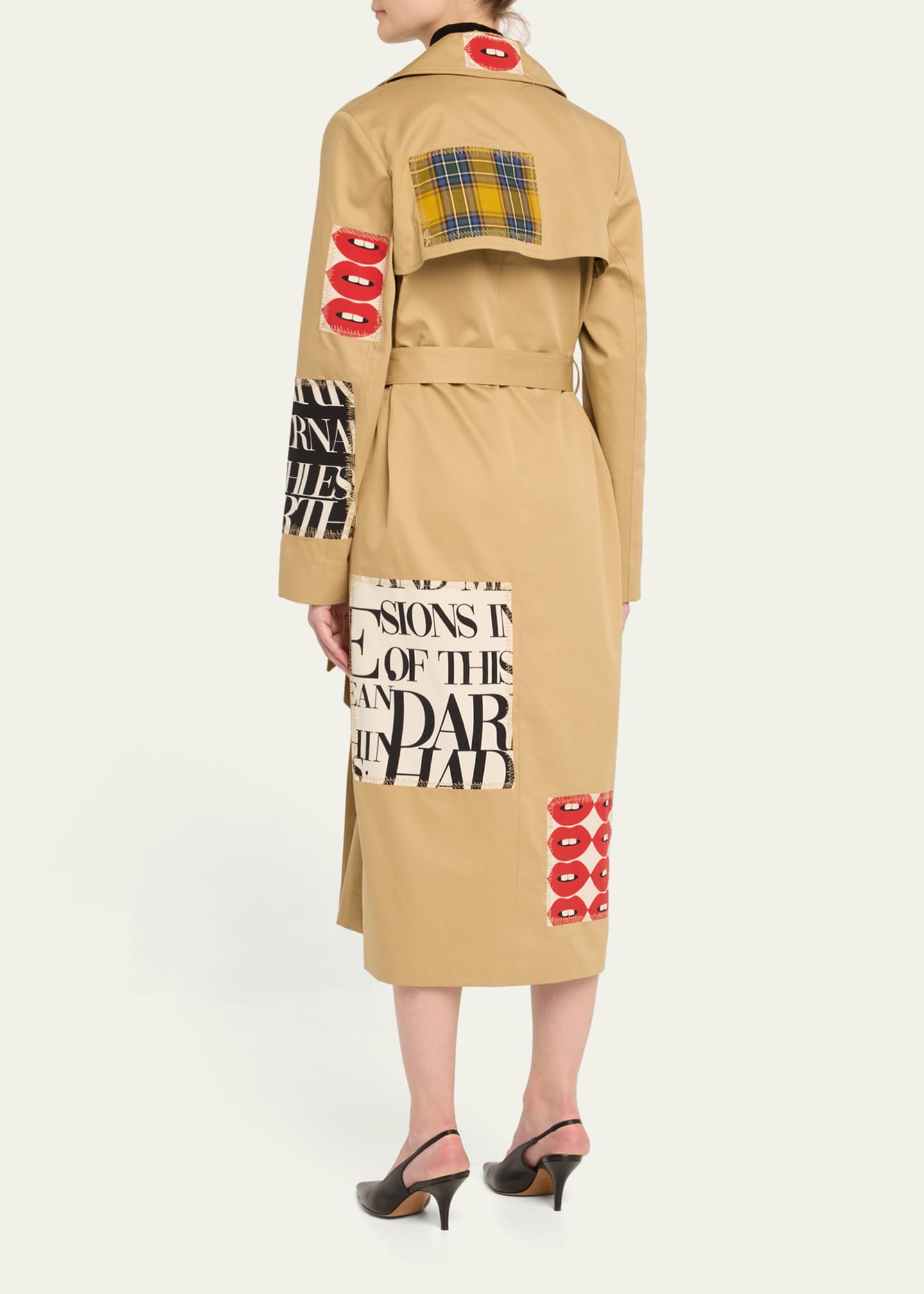 Patch Happy Belted Long Trench Coat