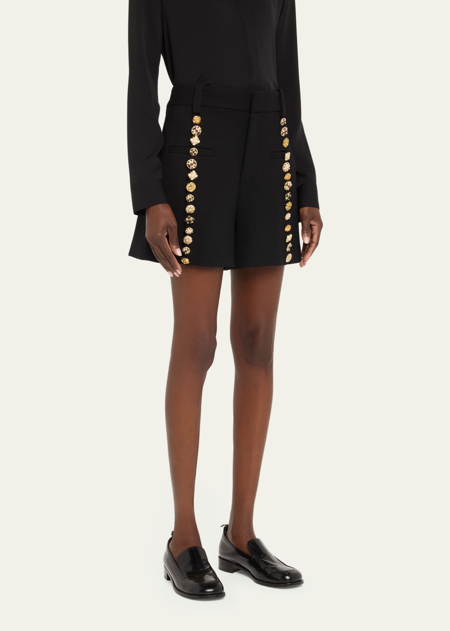 Libertine Button Luxe High Waisted Wool Shorts Image 4 of 5