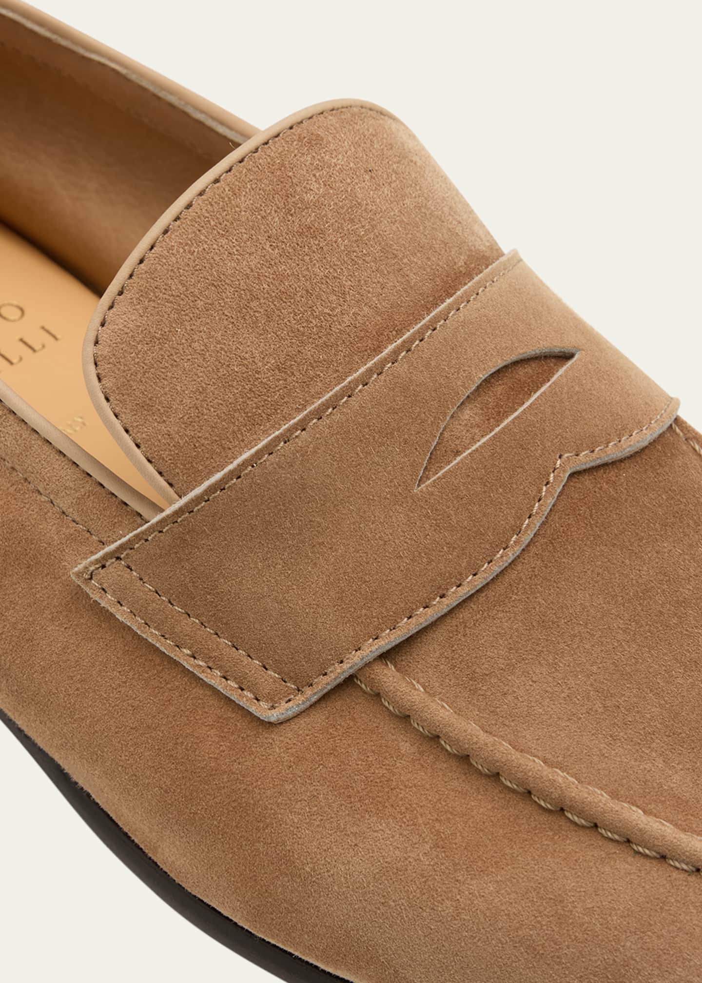 Brunello Cucinelli Men's Suede Penny Loafers Image 5 of 6