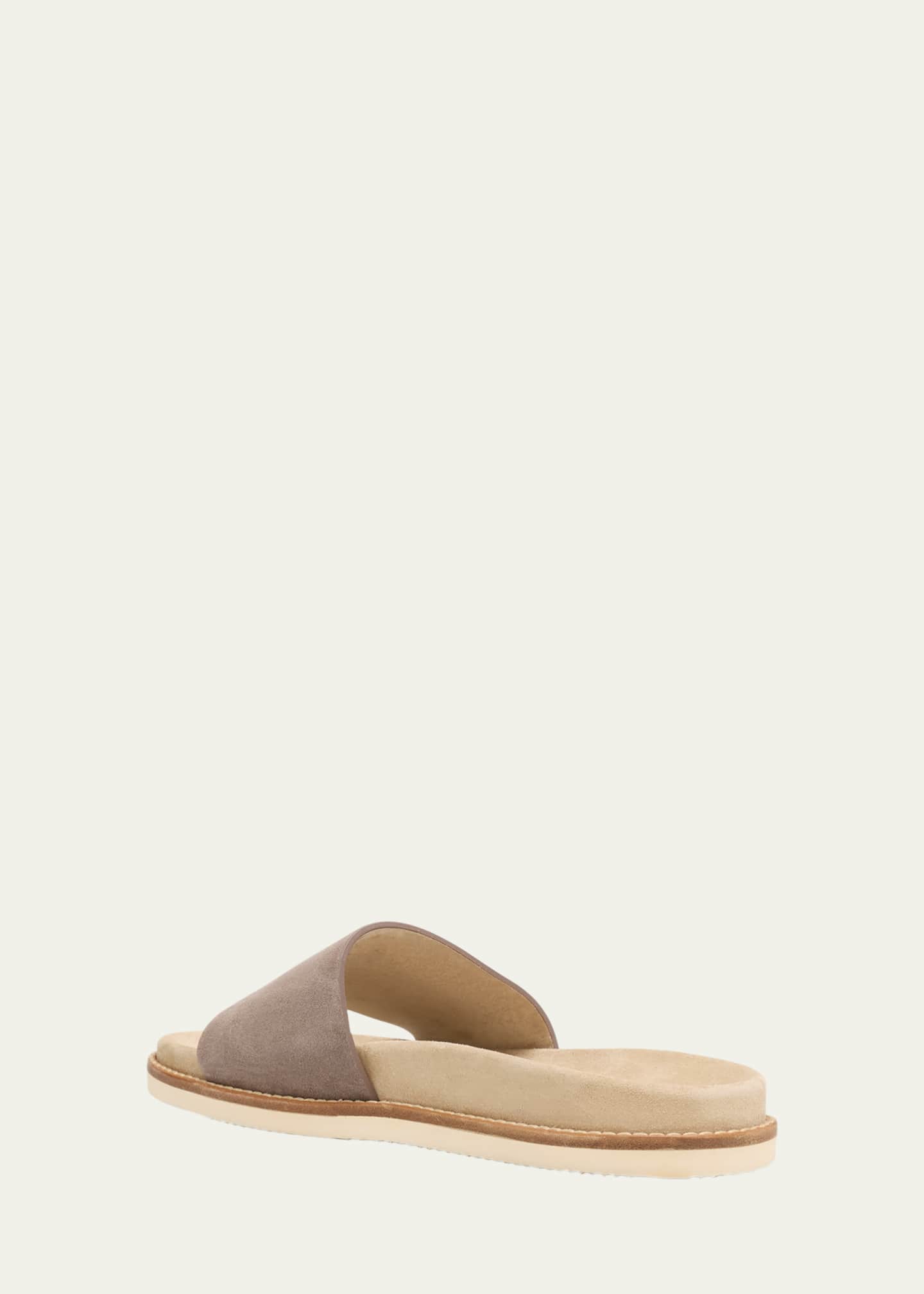 【関税＆送料込み】Grey Suede Slide Sandals With Monile Det Brunello Cucinelli Men's Suede Slide Sandals - Bergdorf Goodman