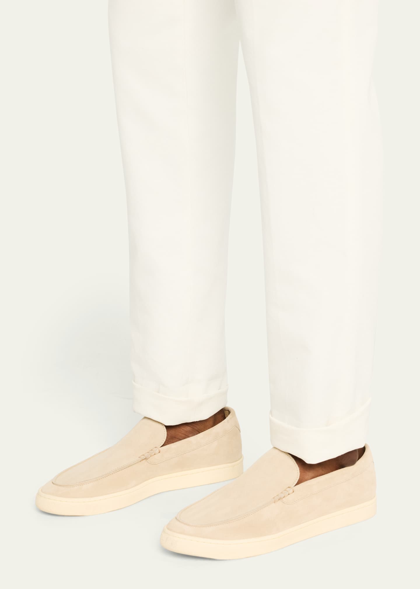 Brunello Cucinelli Men's Hybrid Venetian Suede Slip-Ons Image 2 of 6