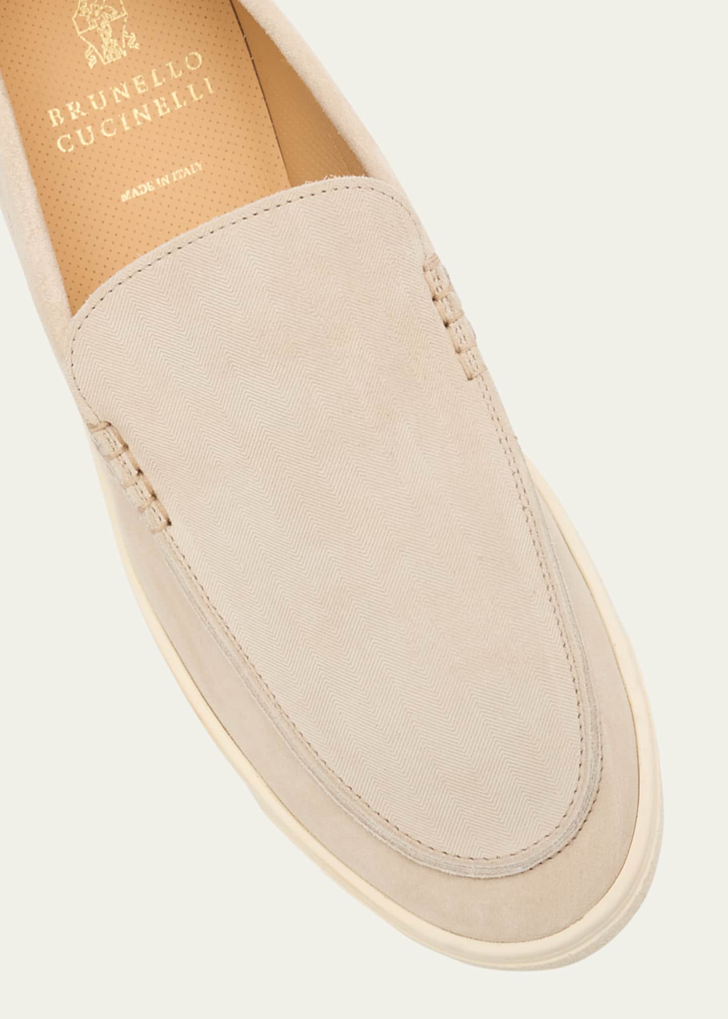Brunello Cucinelli Men's Hybrid Venetian Suede Slip-Ons Image 5 of 6