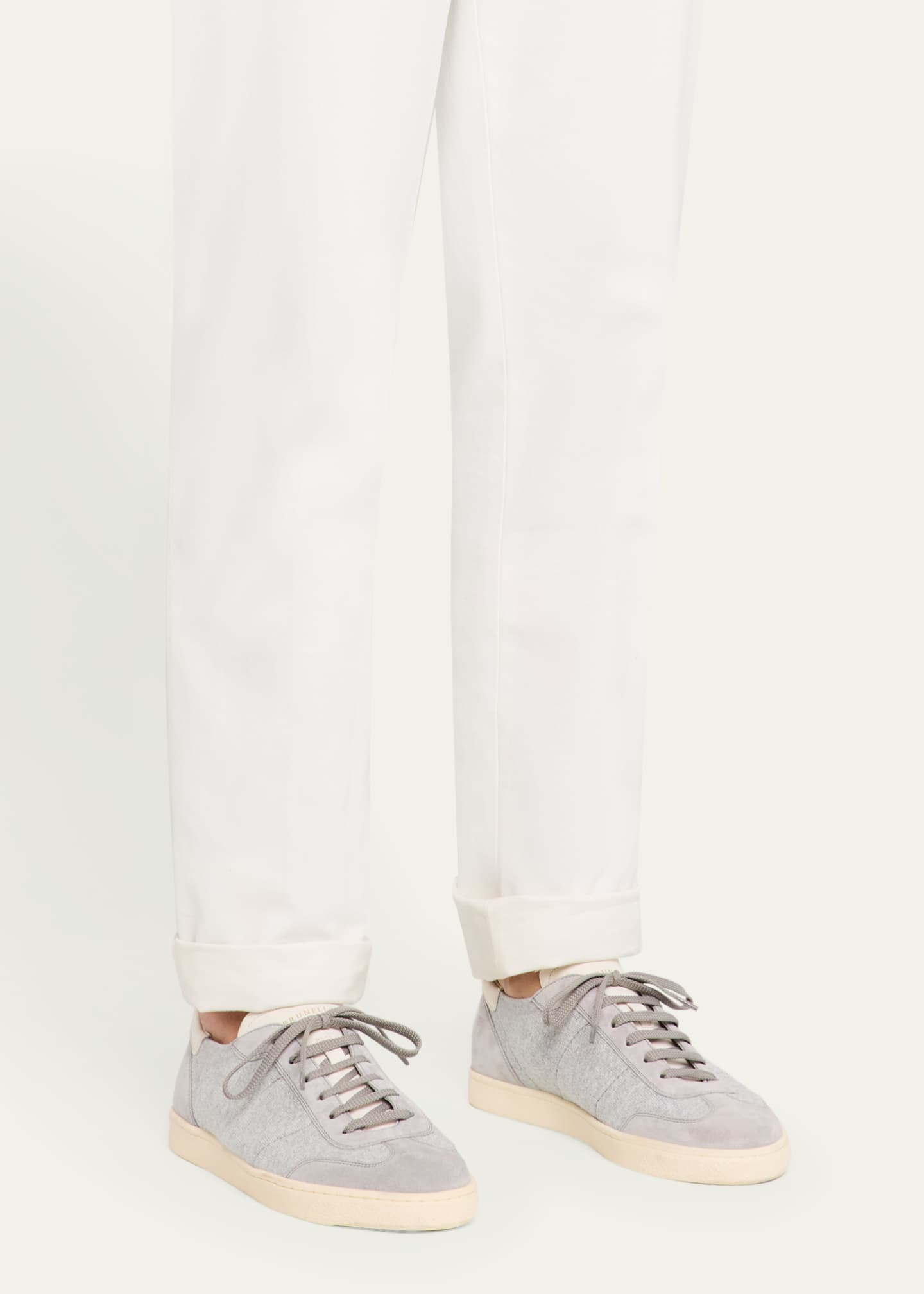 Brunello Cucinelli Men's Knit T-Toe Sneakers Image 2 of 6