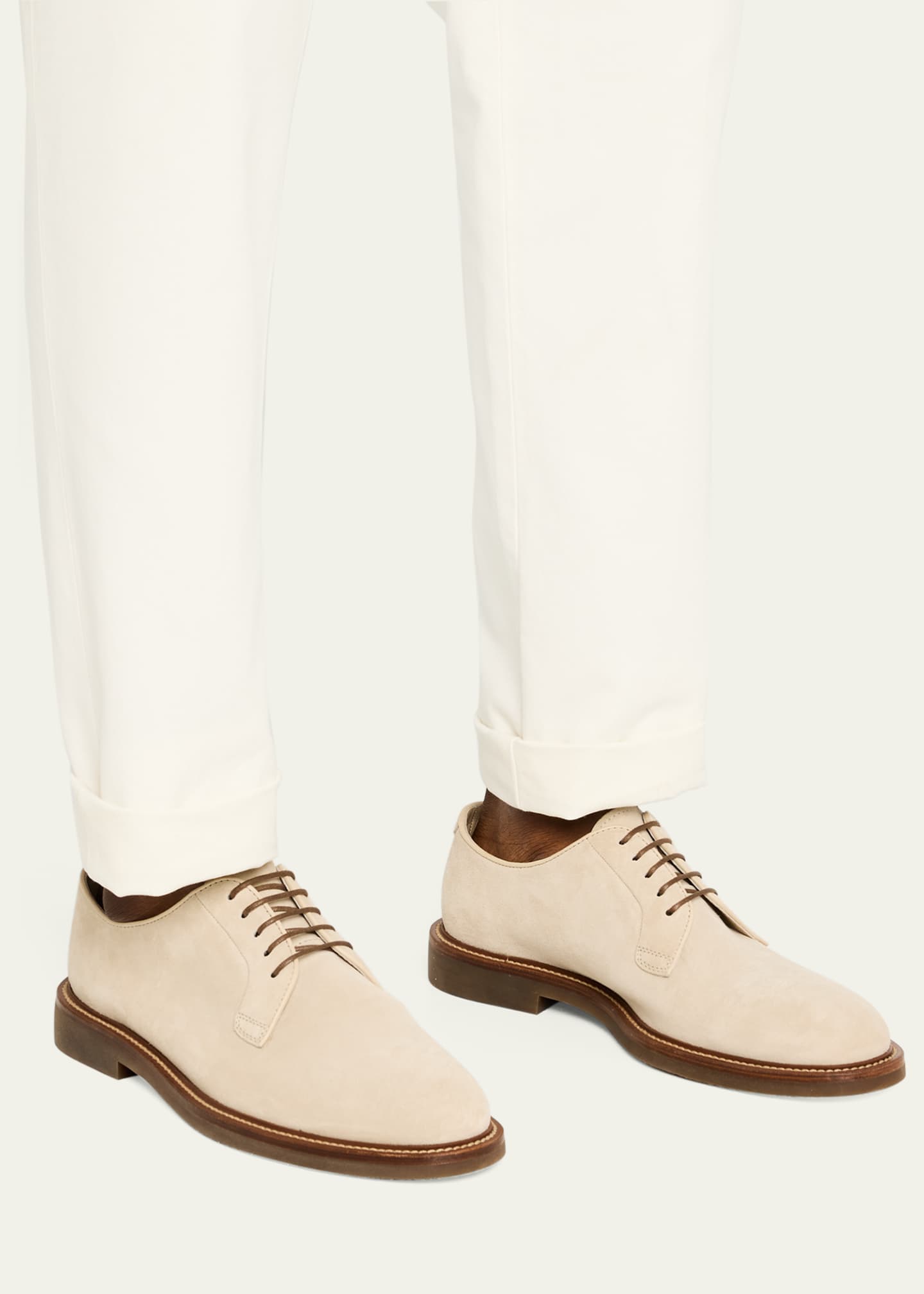 Brunello Cucinelli Men's Suede Derby Shoes Image 3 of 6