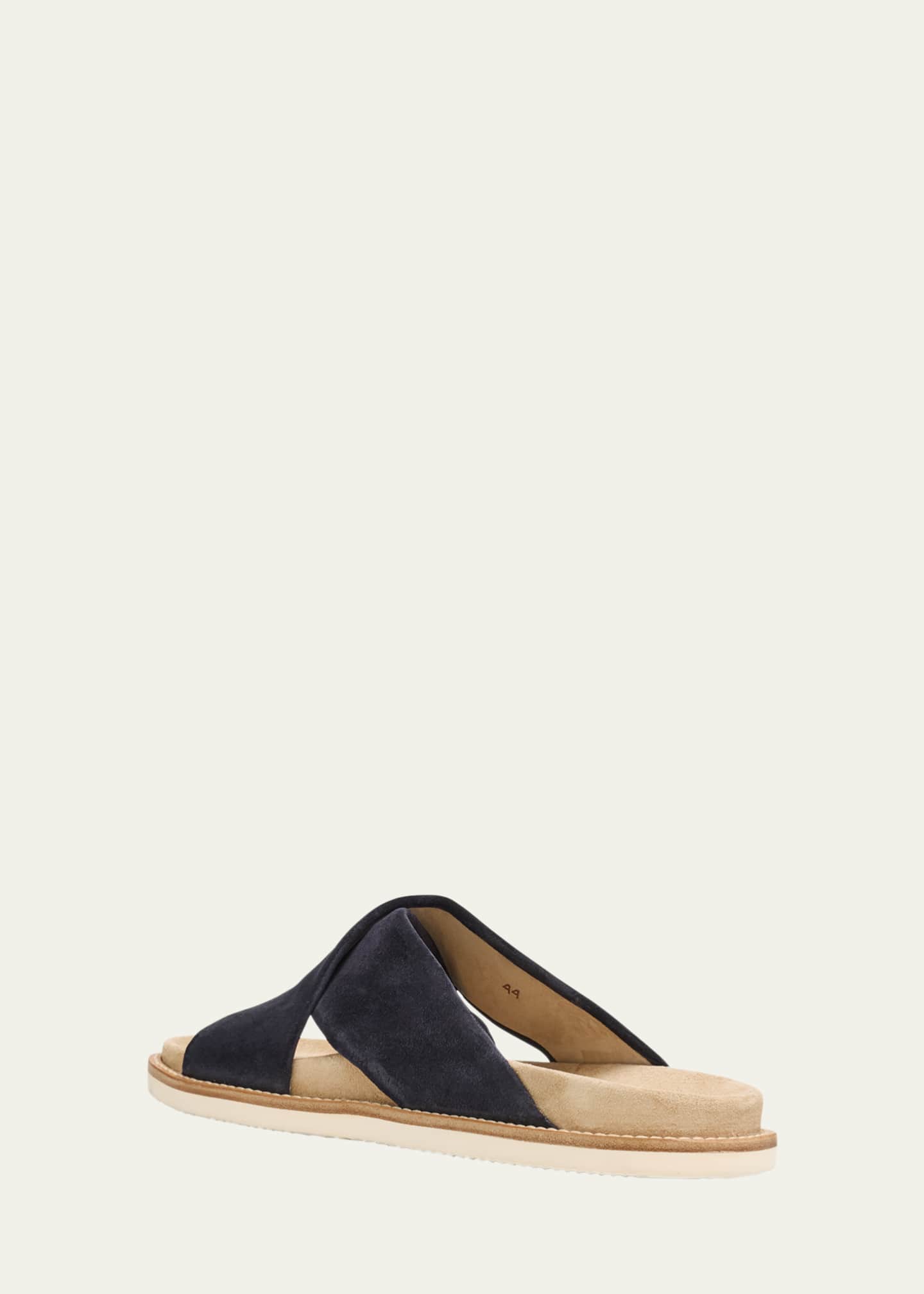 Brunello Cucinelli Men's Criss-Cross Suede Slide Sandals Image 2 of 4