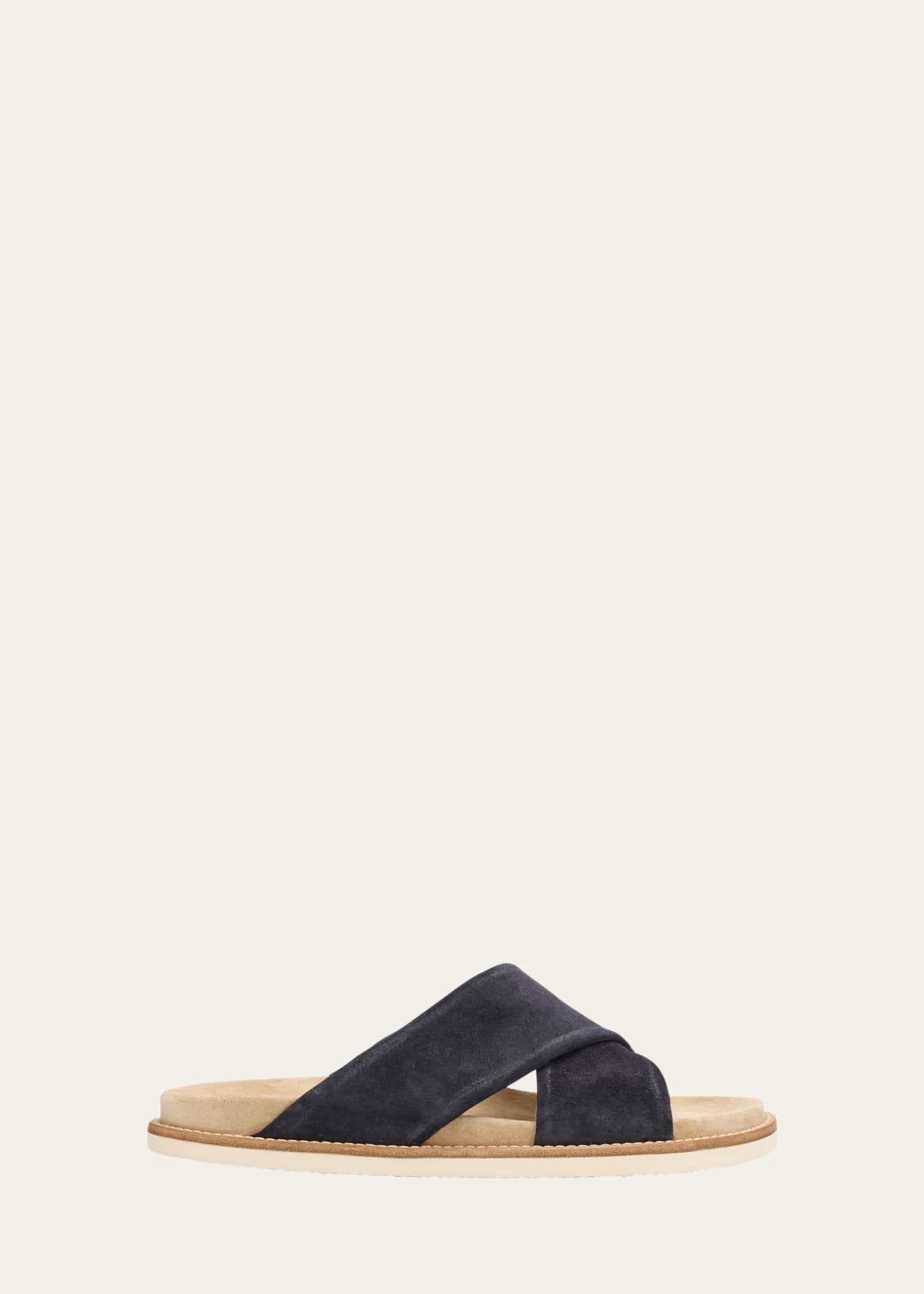 Brunello Cucinelli Men's Criss-Cross Suede Slide Sandals Image 1 of 4