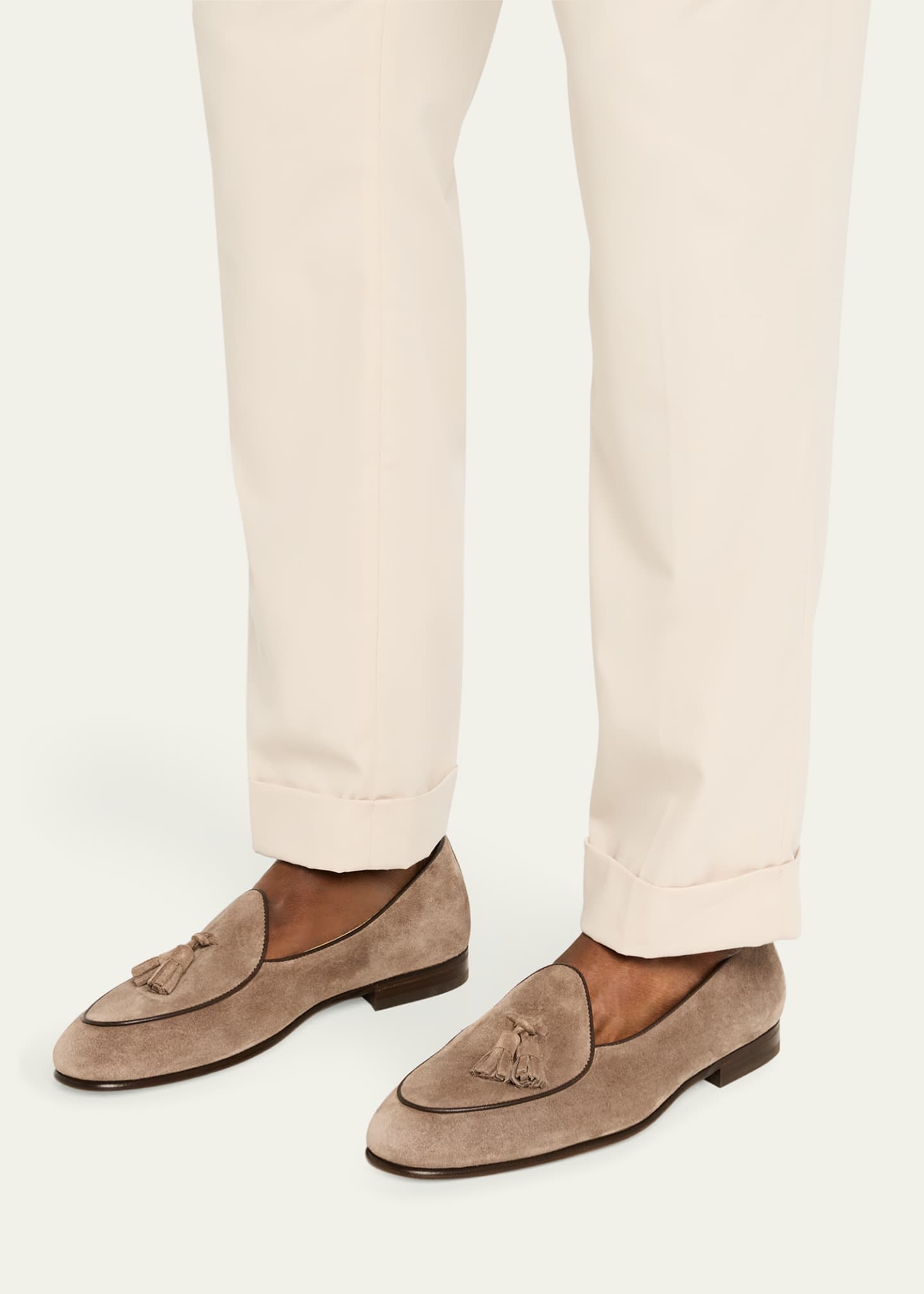 Brunello Cucinelli Men's Suede Belgian Tassel Loafers Image 2 of 6