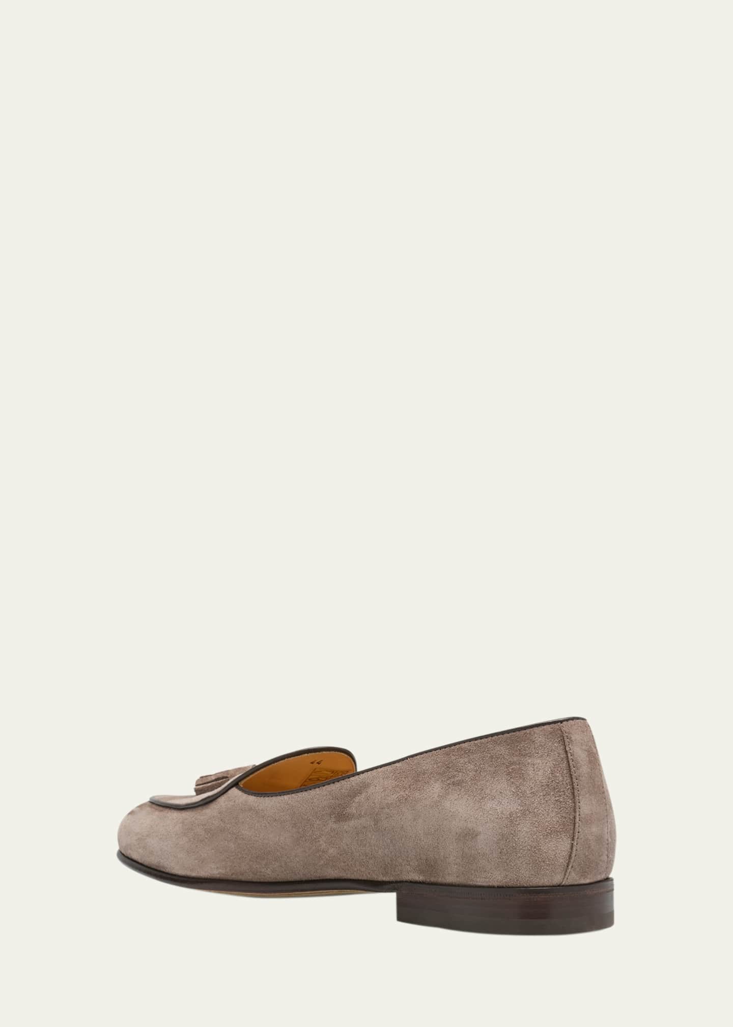 Brunello Cucinelli Men's Suede Belgian Tassel Loafers Image 4 of 6
