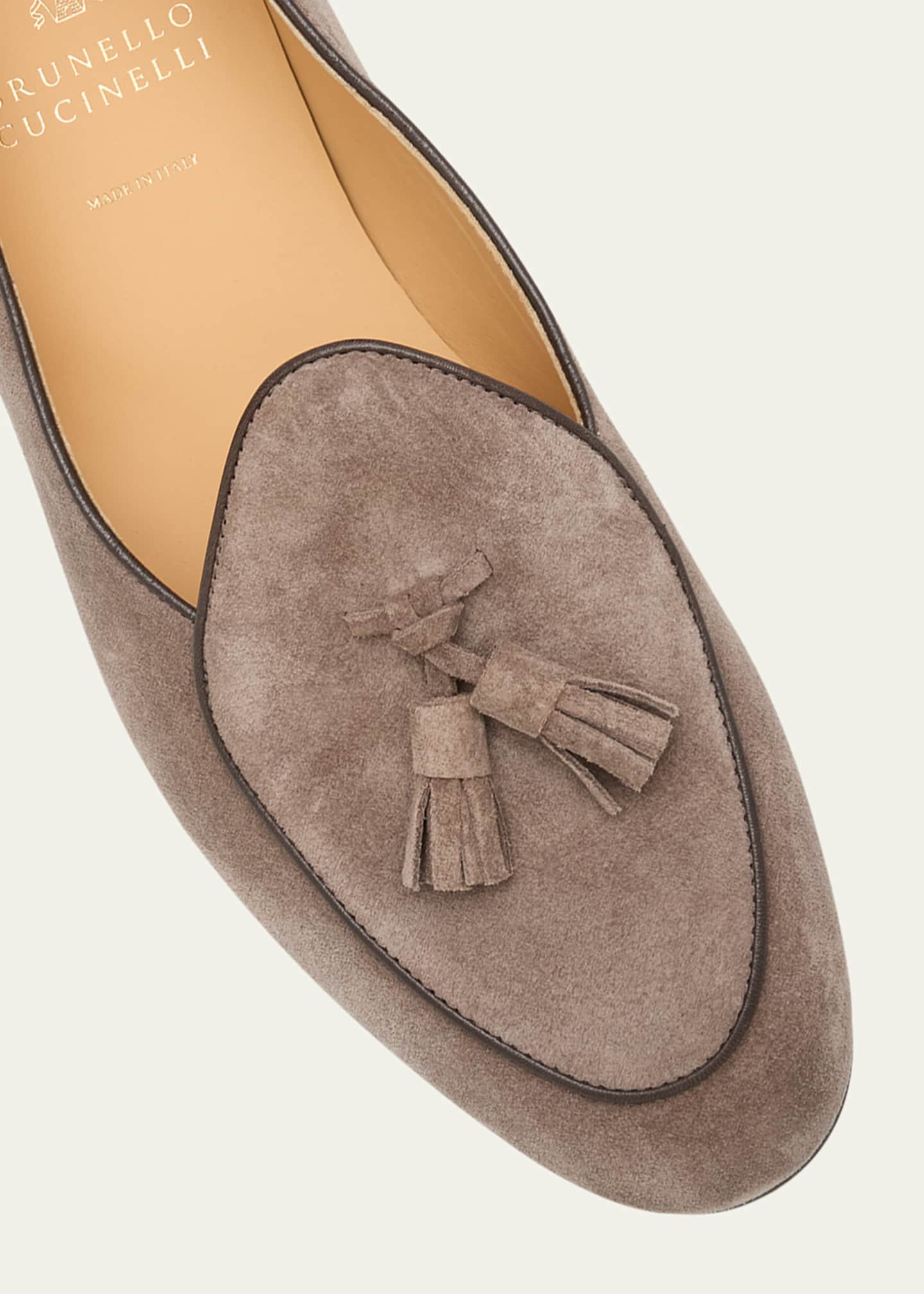 Brunello Cucinelli Men's Suede Belgian Tassel Loafers Image 5 of 6