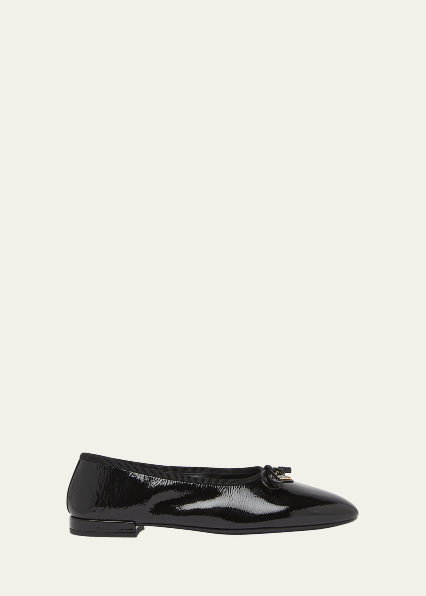 Prada Leather Bow Ballerina Flats Image 1 of 3
