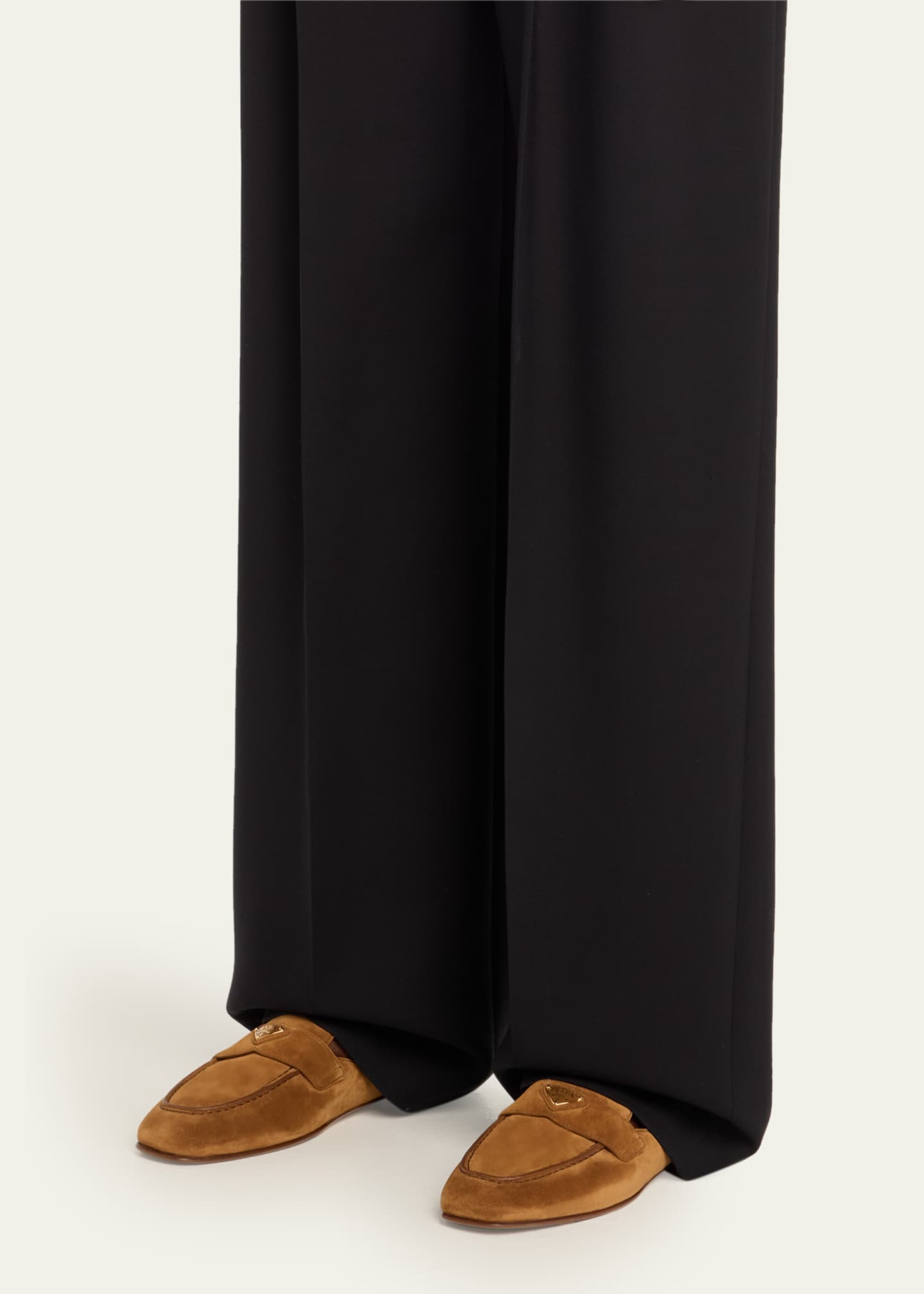 Prada Logo Suede Loafer Mules Image 2 of 6