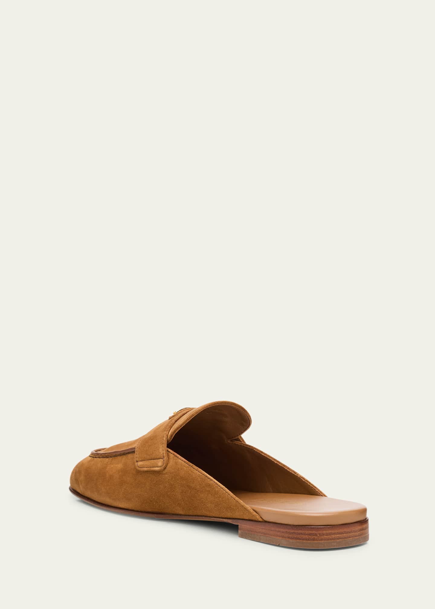 Prada Logo Suede Loafer Mules Image 4 of 6