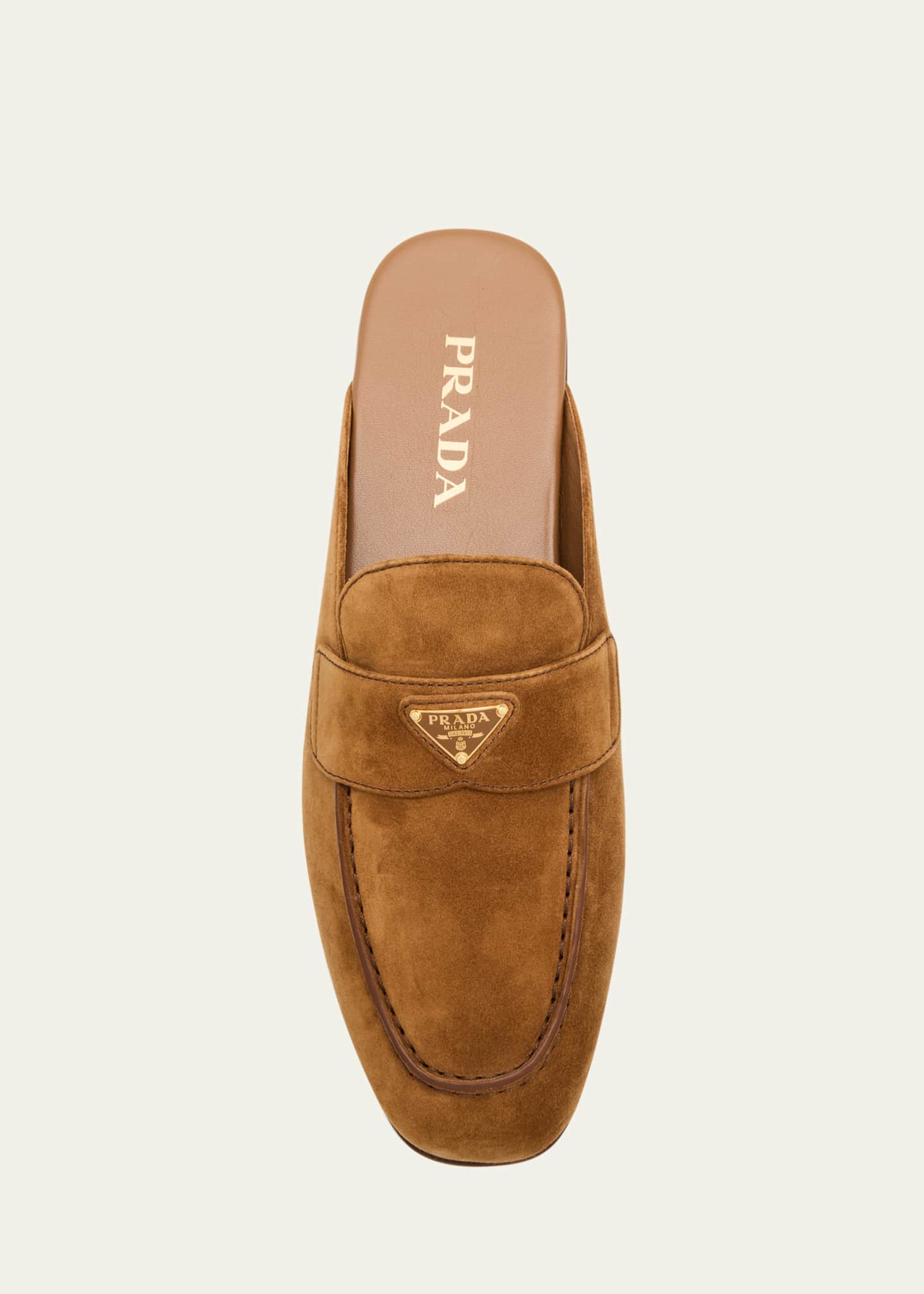 Prada Logo Suede Loafer Mules Image 6 of 6