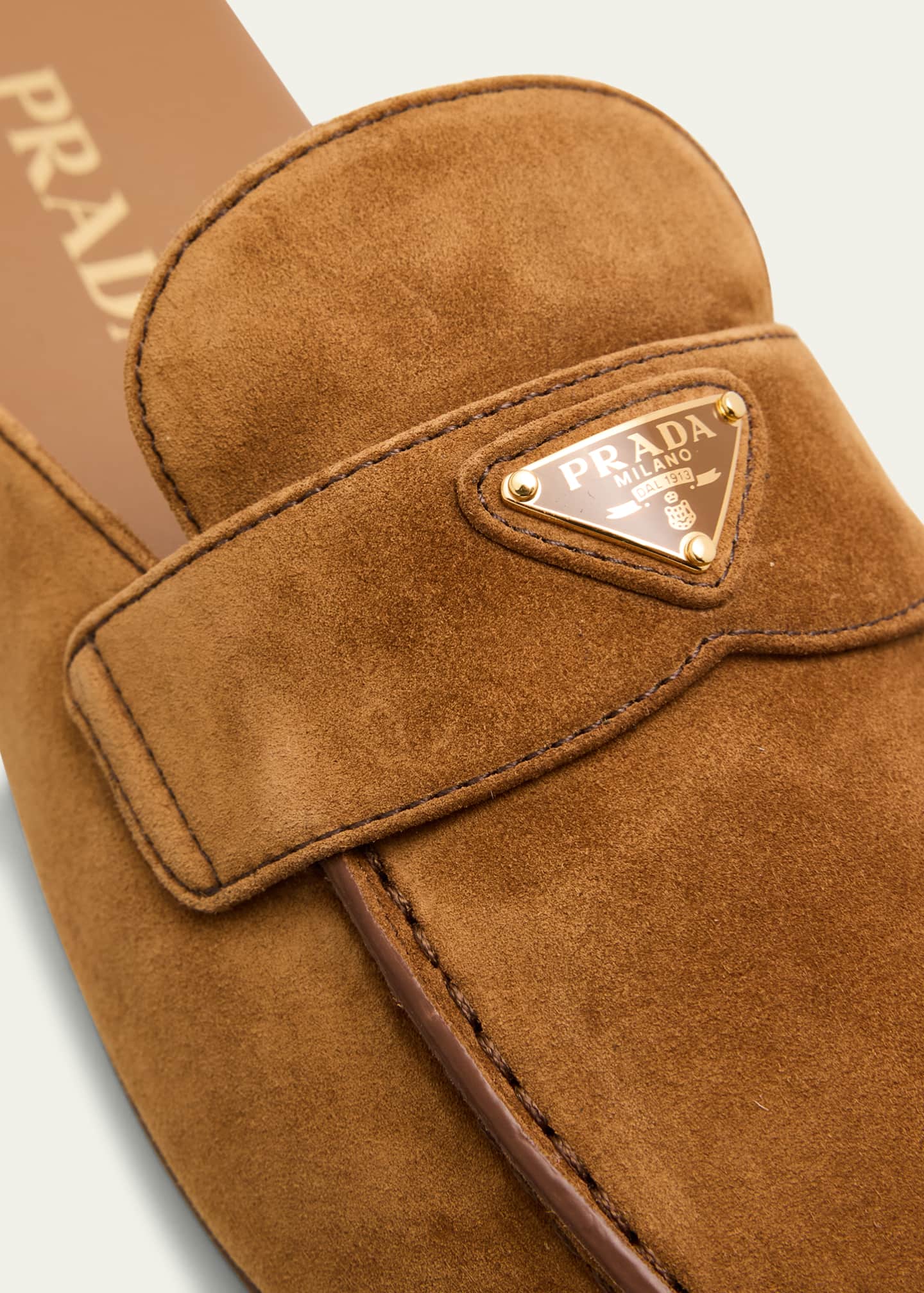 Prada Logo Suede Loafer Mules Image 5 of 6