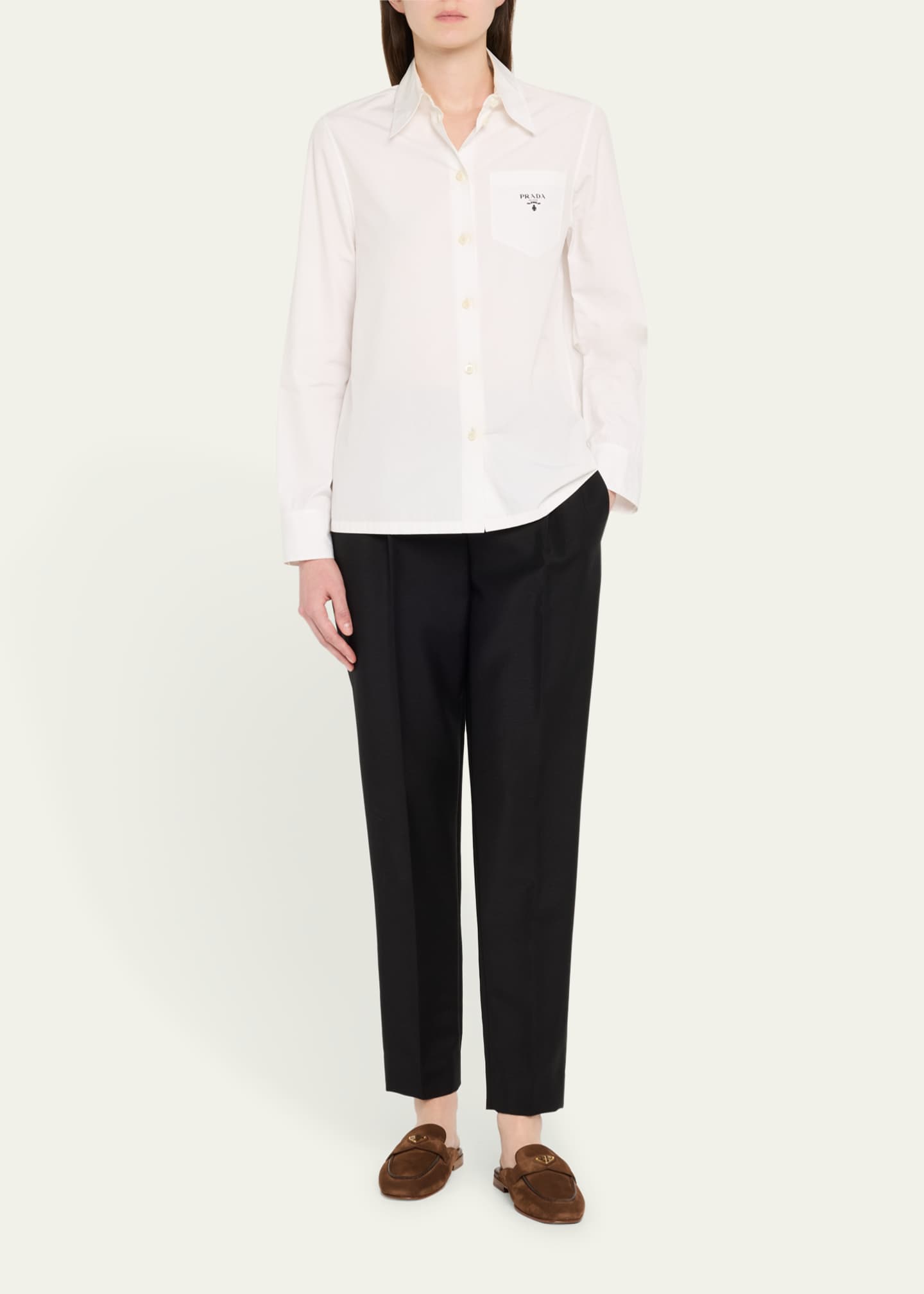 Prada Logo Suede Loafer Mules Image 3 of 6
