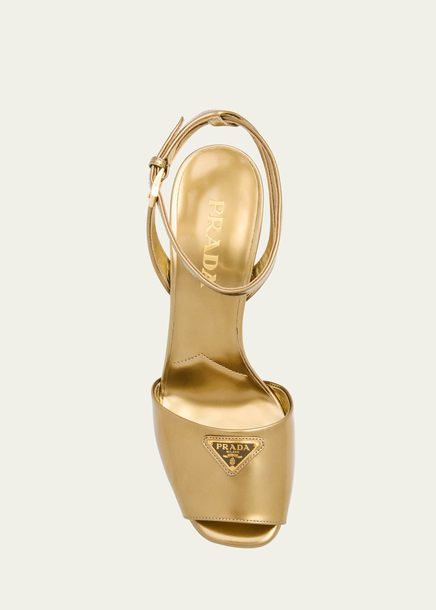 Prada metallic leather sandals best sale
