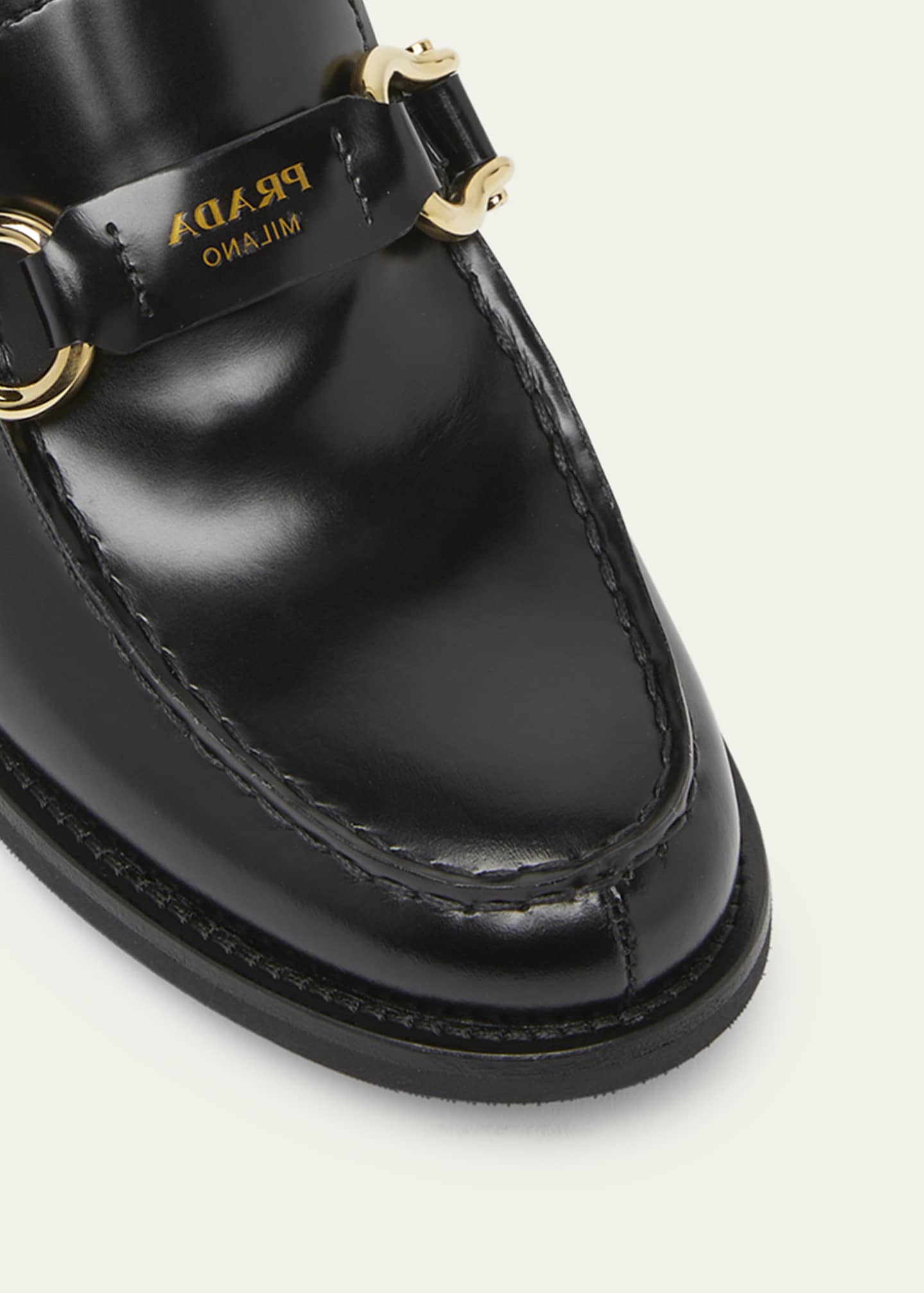 Prada Spazzolato Leather Horsebit Loafers Image 3 of 3