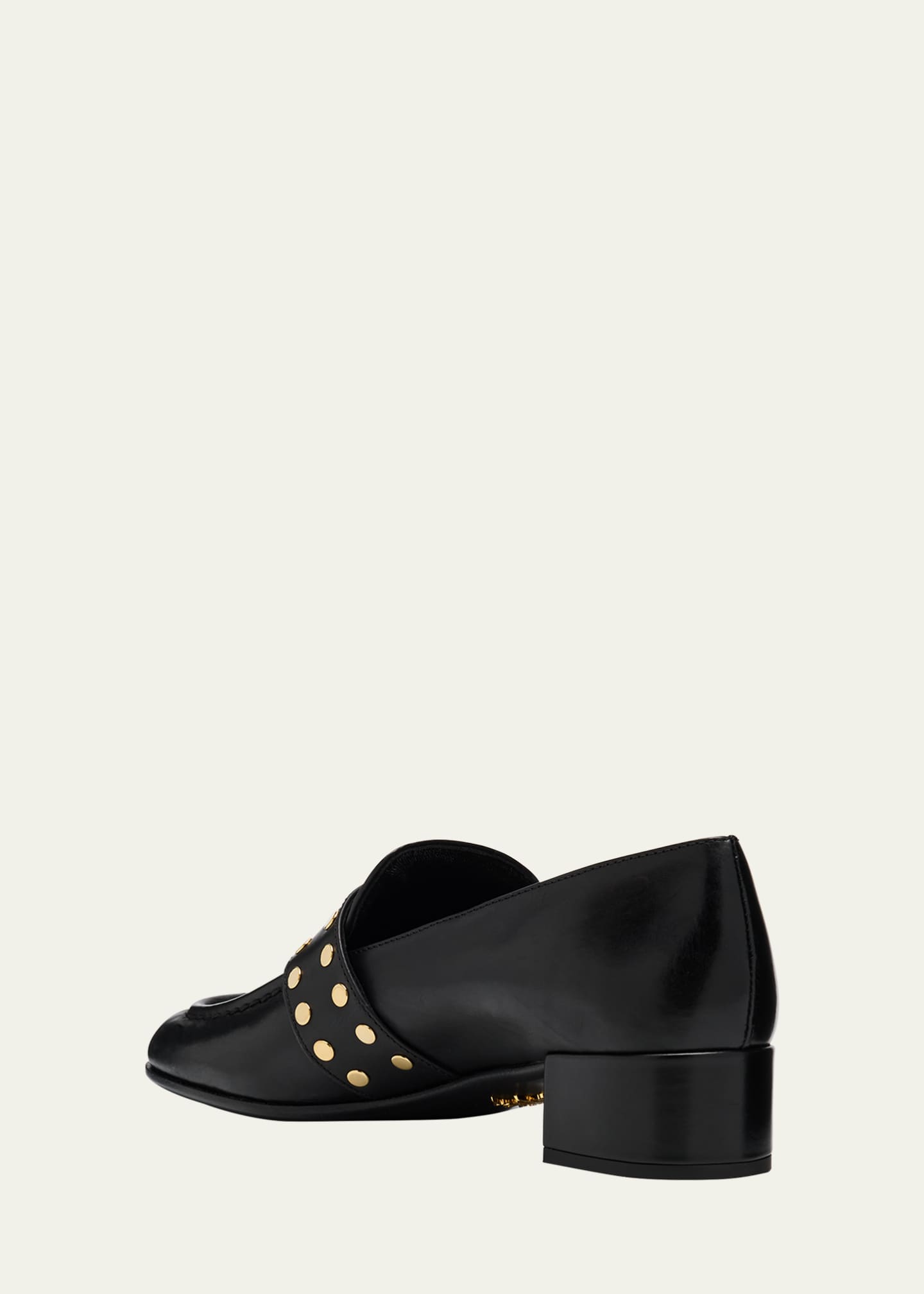 Prada Studded Spazzolato Fume Modellerie Loafers - Bergdorf Prada Studded Spazzolato Fume Modellerie Loafers - Bergdorf
