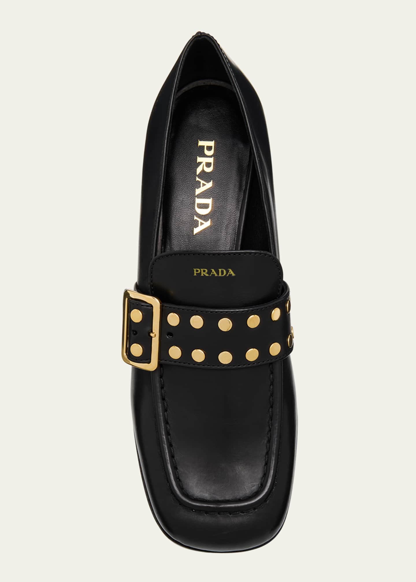 Prada Studded Spazzolato Fume Modellerie Loafers Image 6 of 6