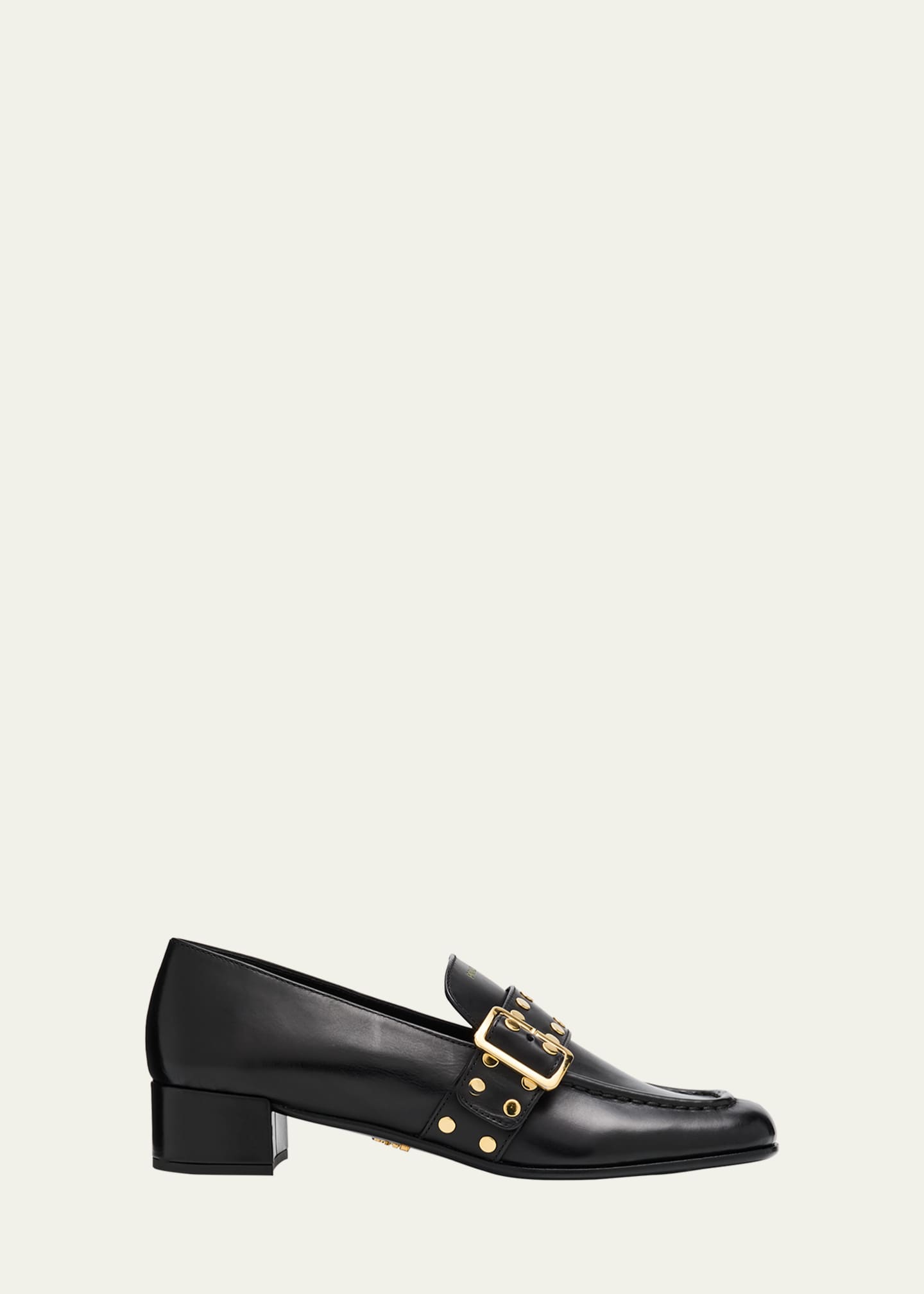 Prada Studded Spazzolato Fume Modellerie Loafers Image 1 of 6