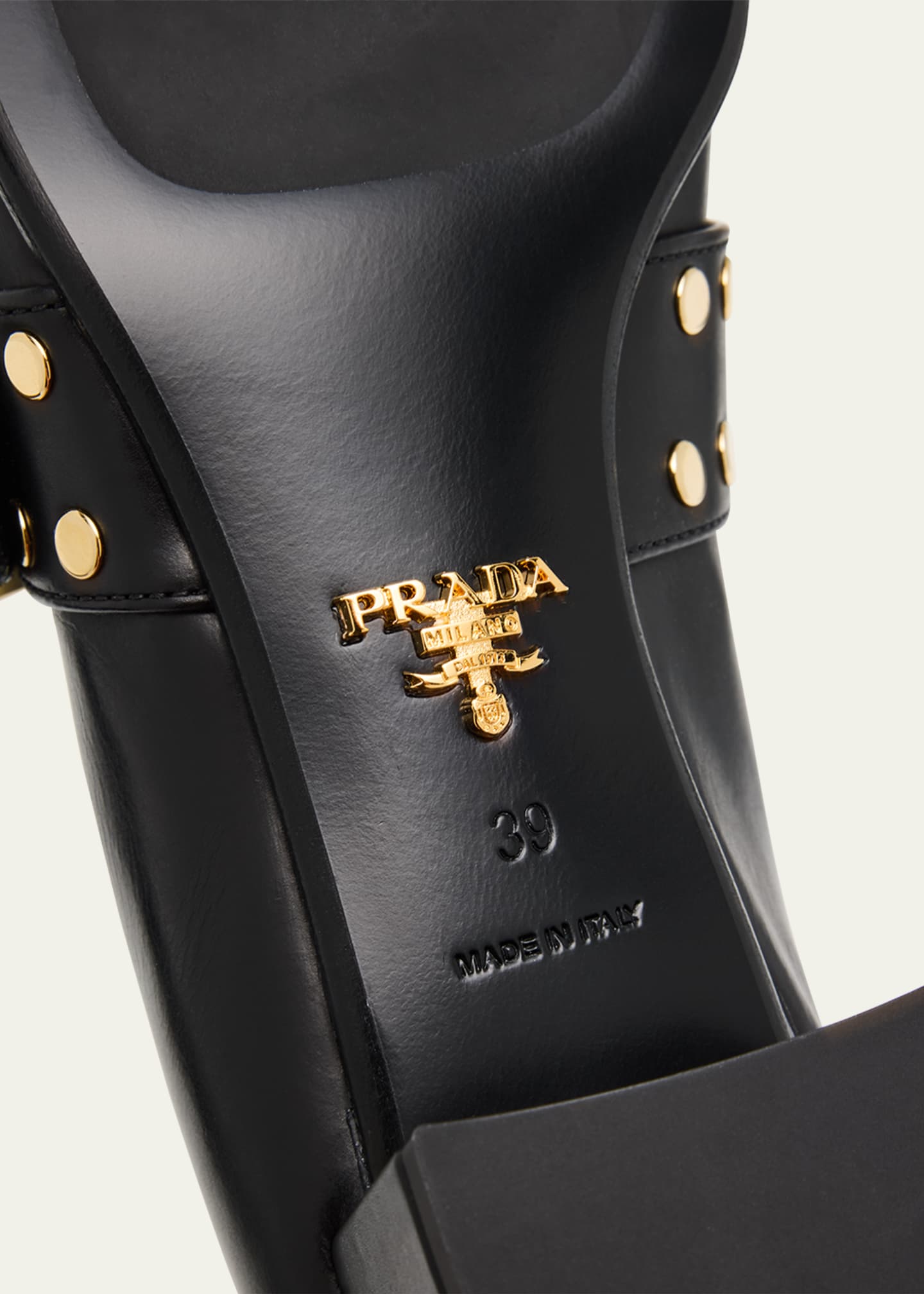 Prada Studded Spazzolato Fume Modellerie Loafers Image 5 of 6