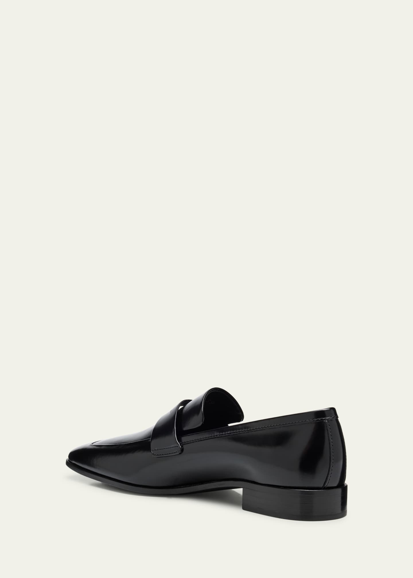 Prada Spazzolato Leather Logo Penny Loafers Image 2 of 4