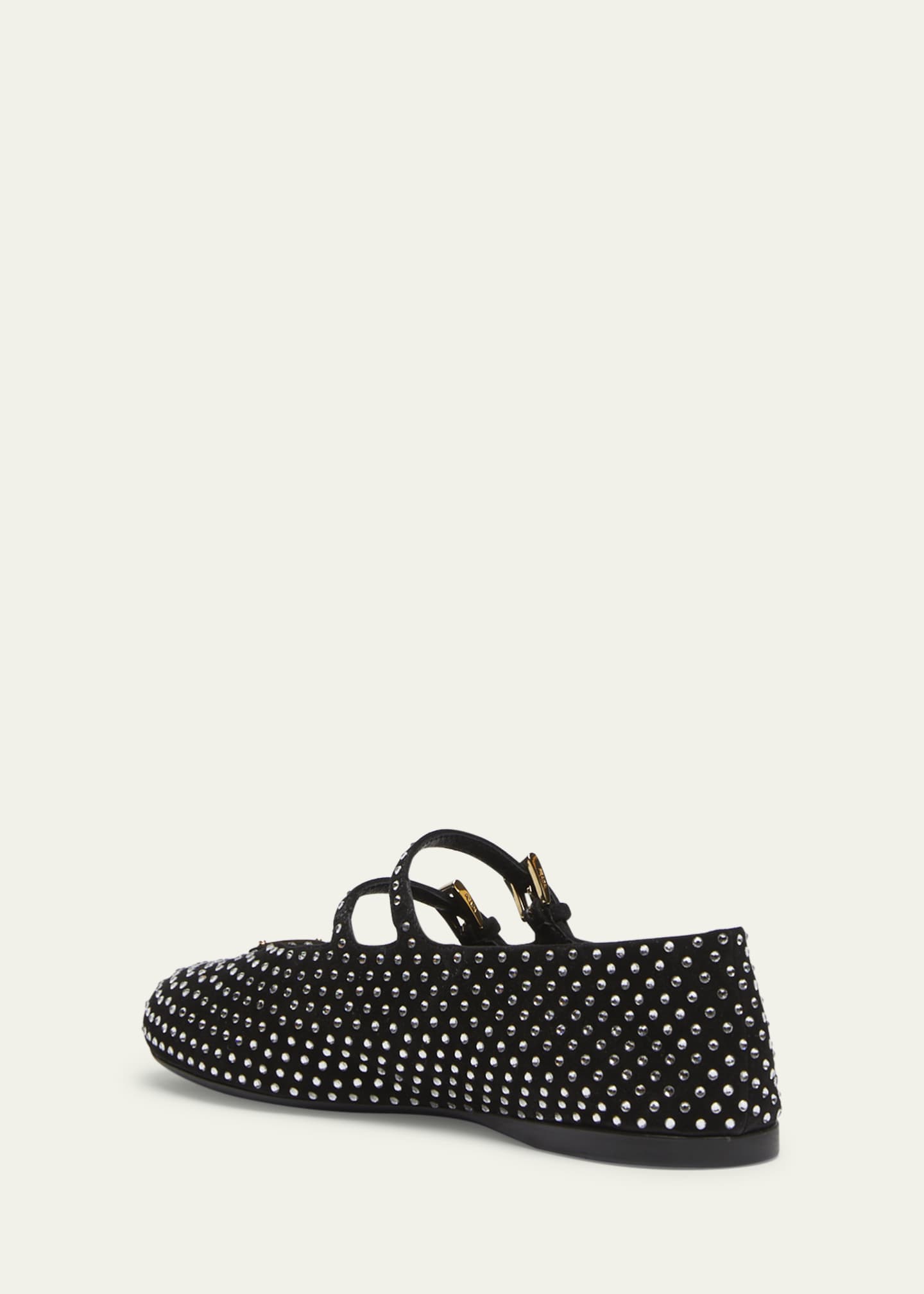 Prada Crystal Saffiano Dual Mary Jane Ballerina Flats Image 2 of 3