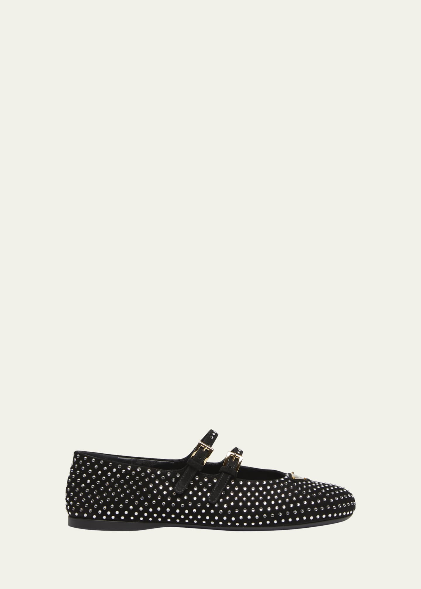 Prada Crystal Saffiano Dual Mary Jane Ballerina Flats Image 1 of 3