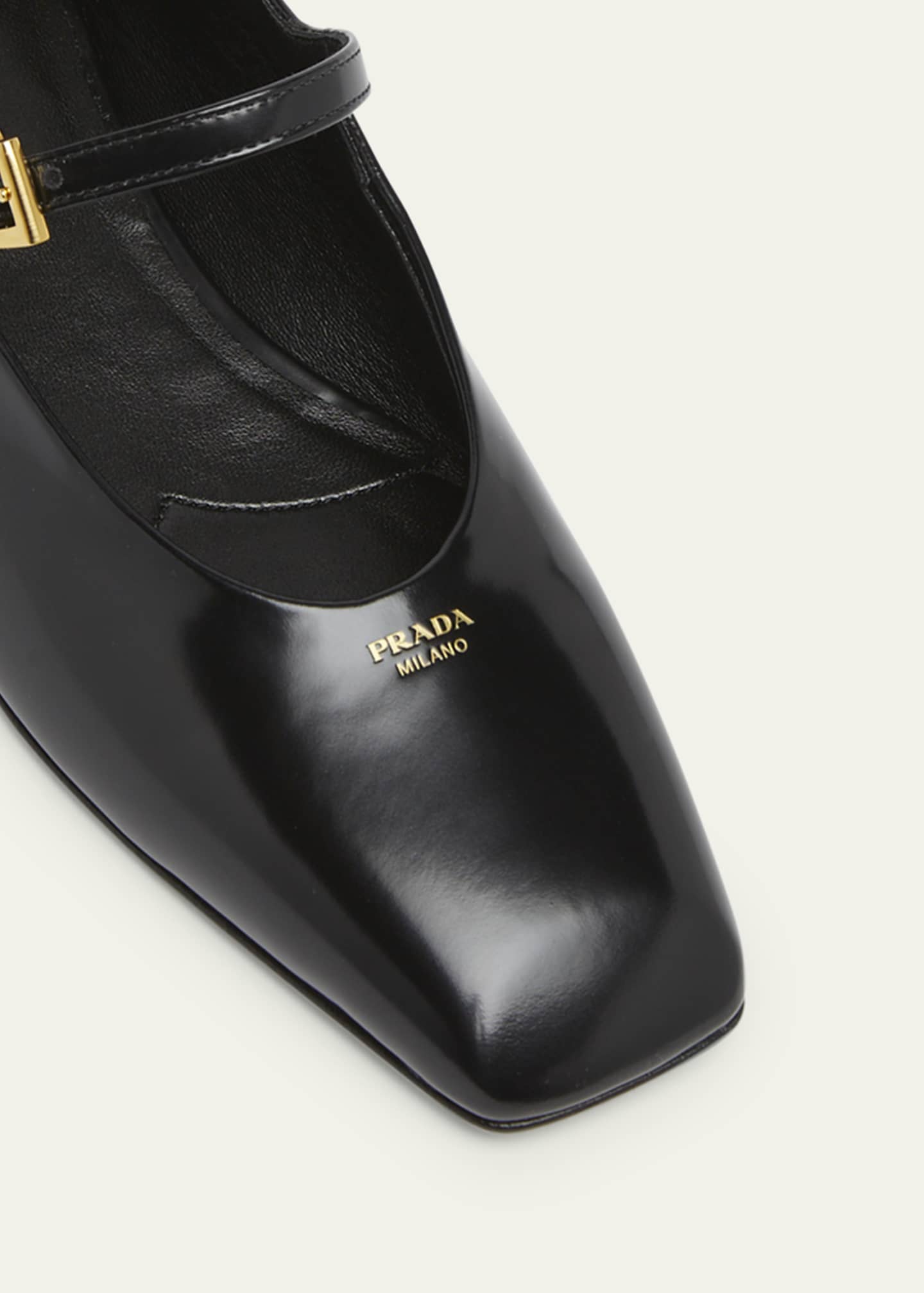Prada Leather Mary Jane Ballerina Flats Image 3 of 3