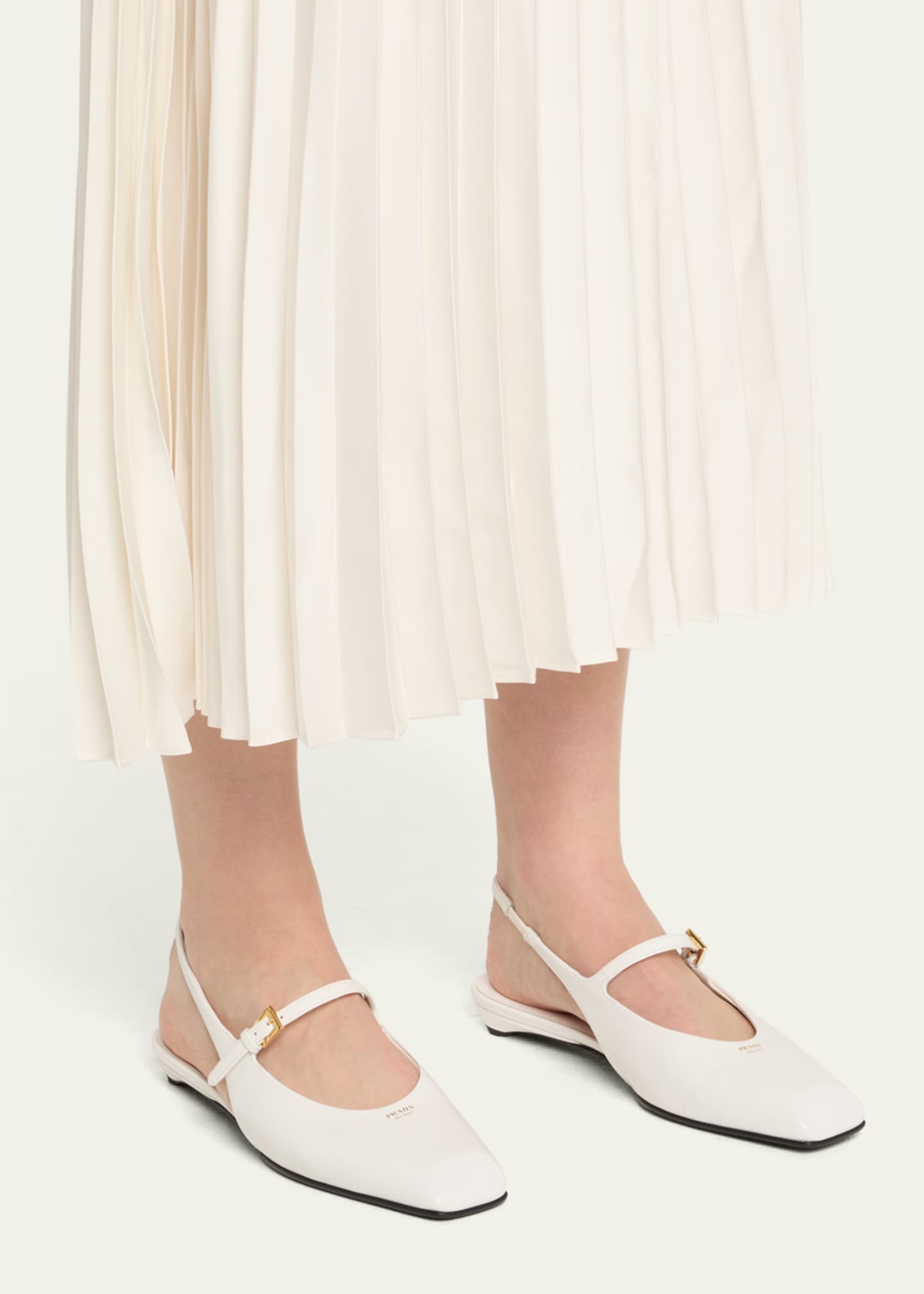Prada Leather Mary Jane Slingback Flats Image 2 of 6