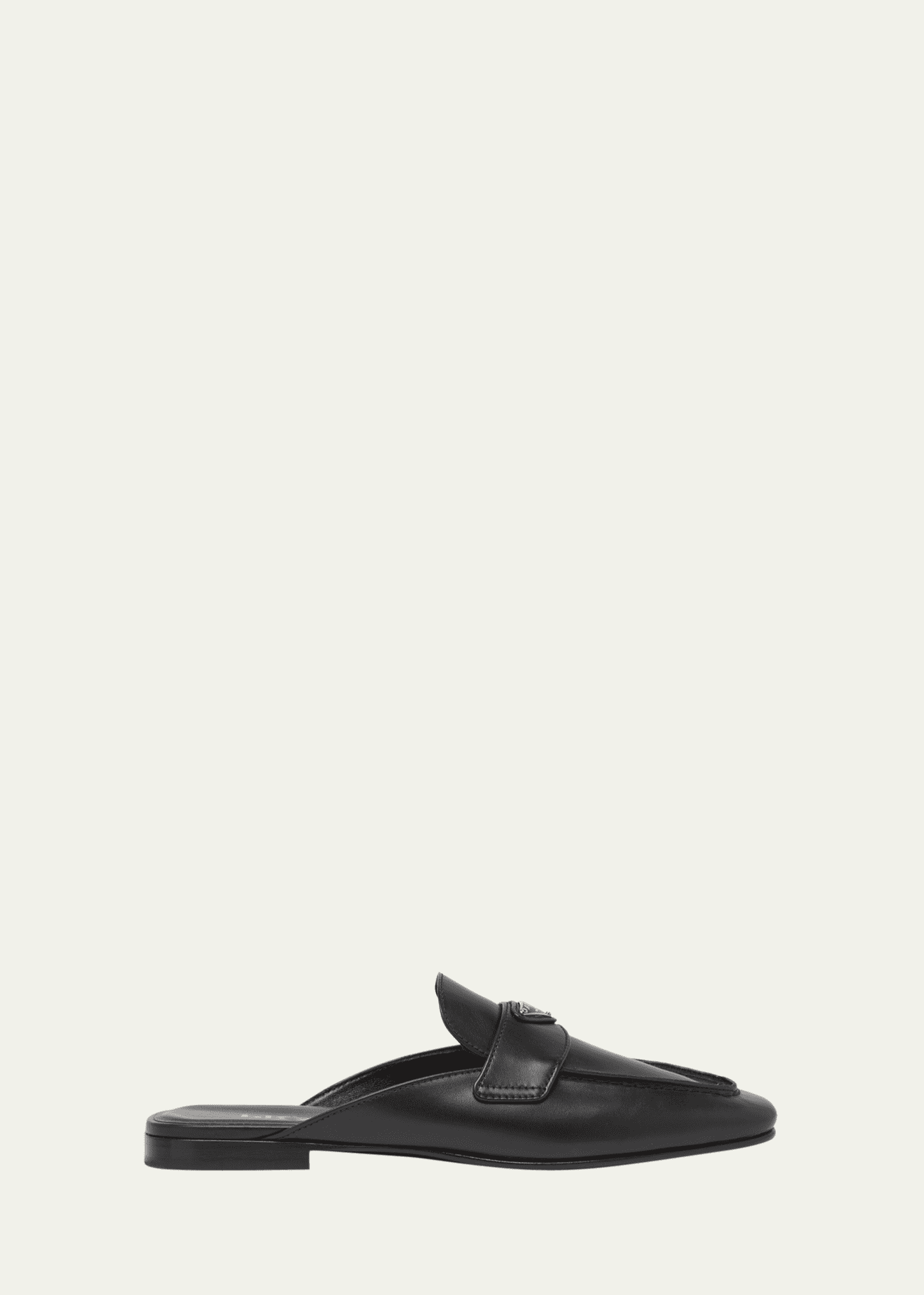 Prada Vitello Leather Logo Mule Loafers Image 1 of 3