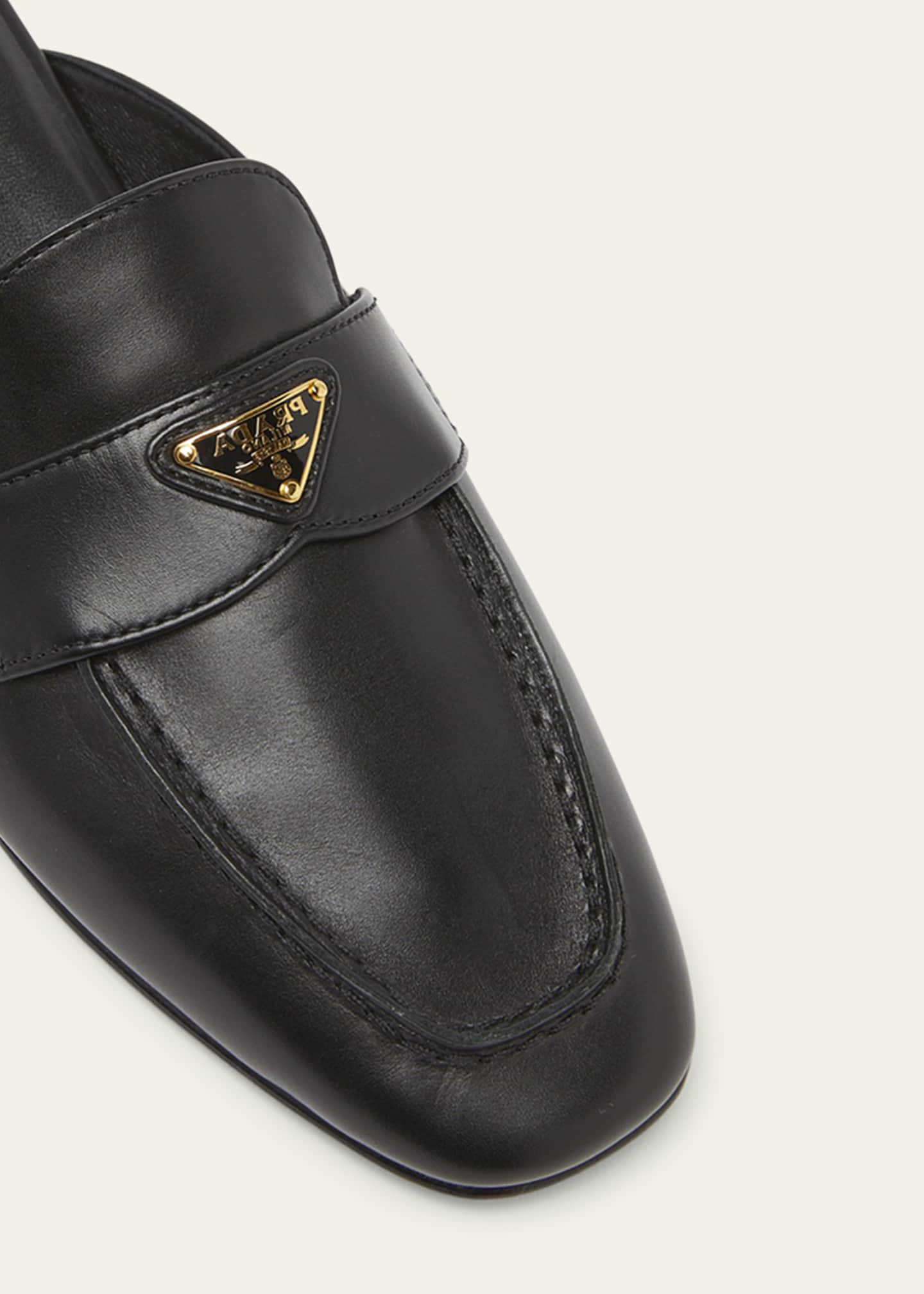 Prada Vitello Leather Logo Mule Loafers Image 3 of 3