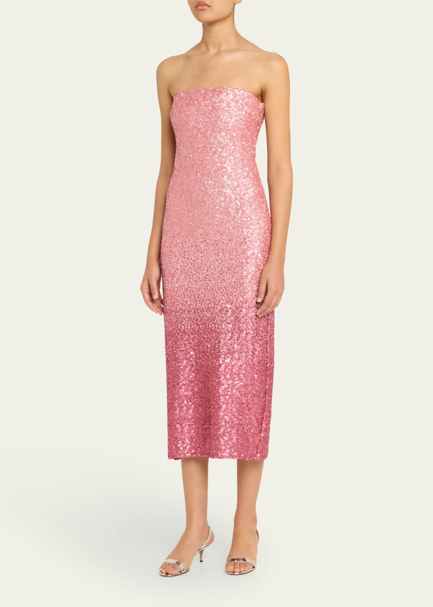 LoveShackFancy Pink Floral Stasia Sequin Midi Dress Size 10