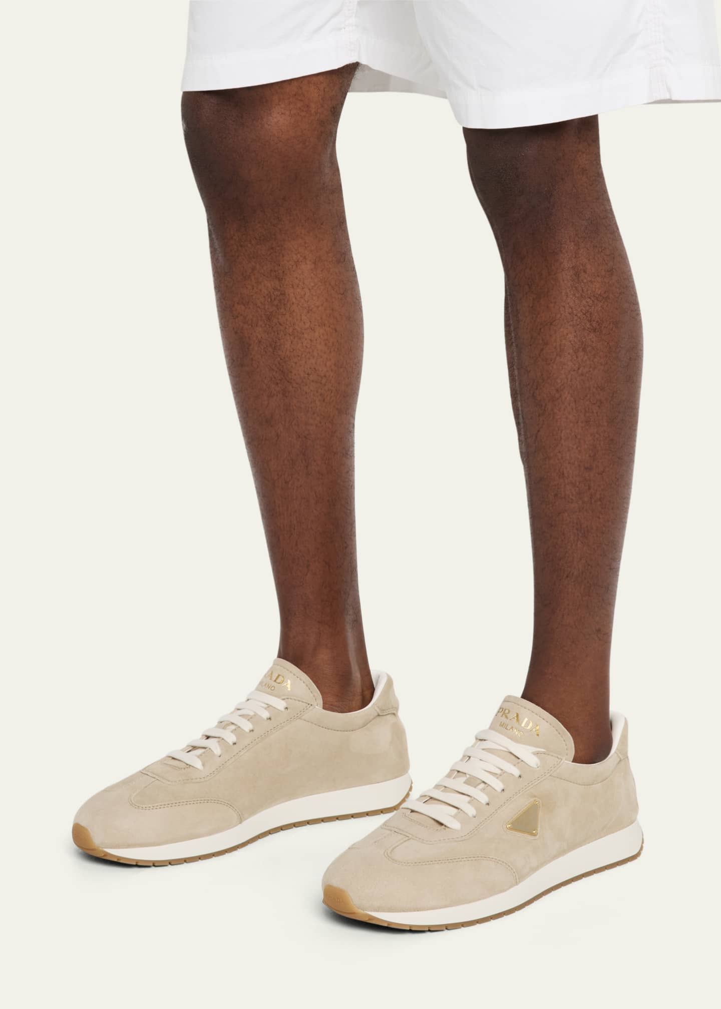 Prada Men's Rank Suede T-Toe Retro Runner Sneakers Image 2 of 6