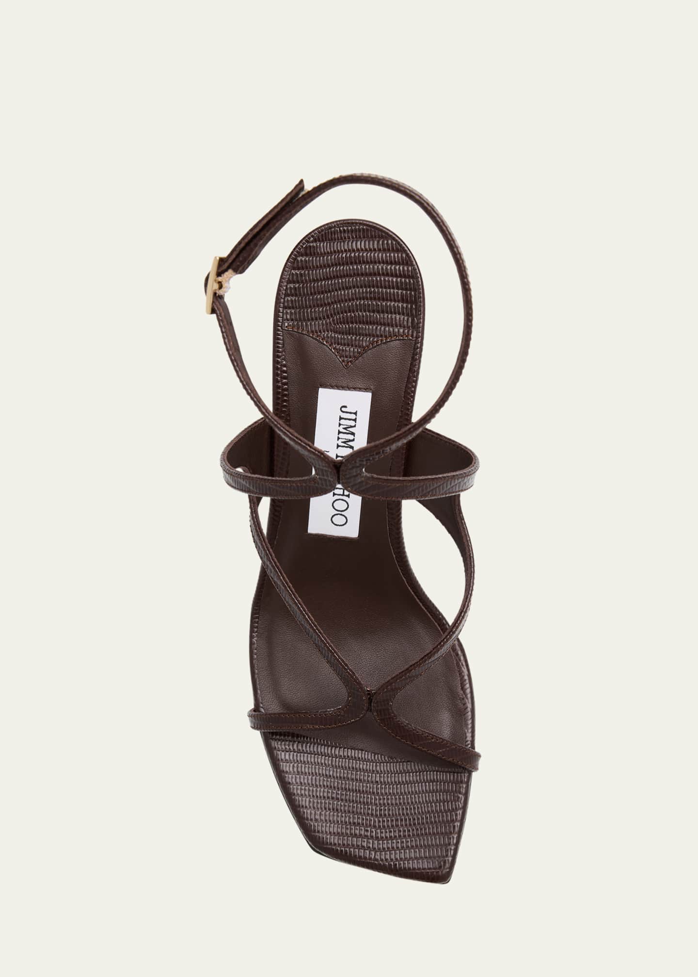 Jimmy Choo Azie Snake-Embossed Ankle-Strap Sandals