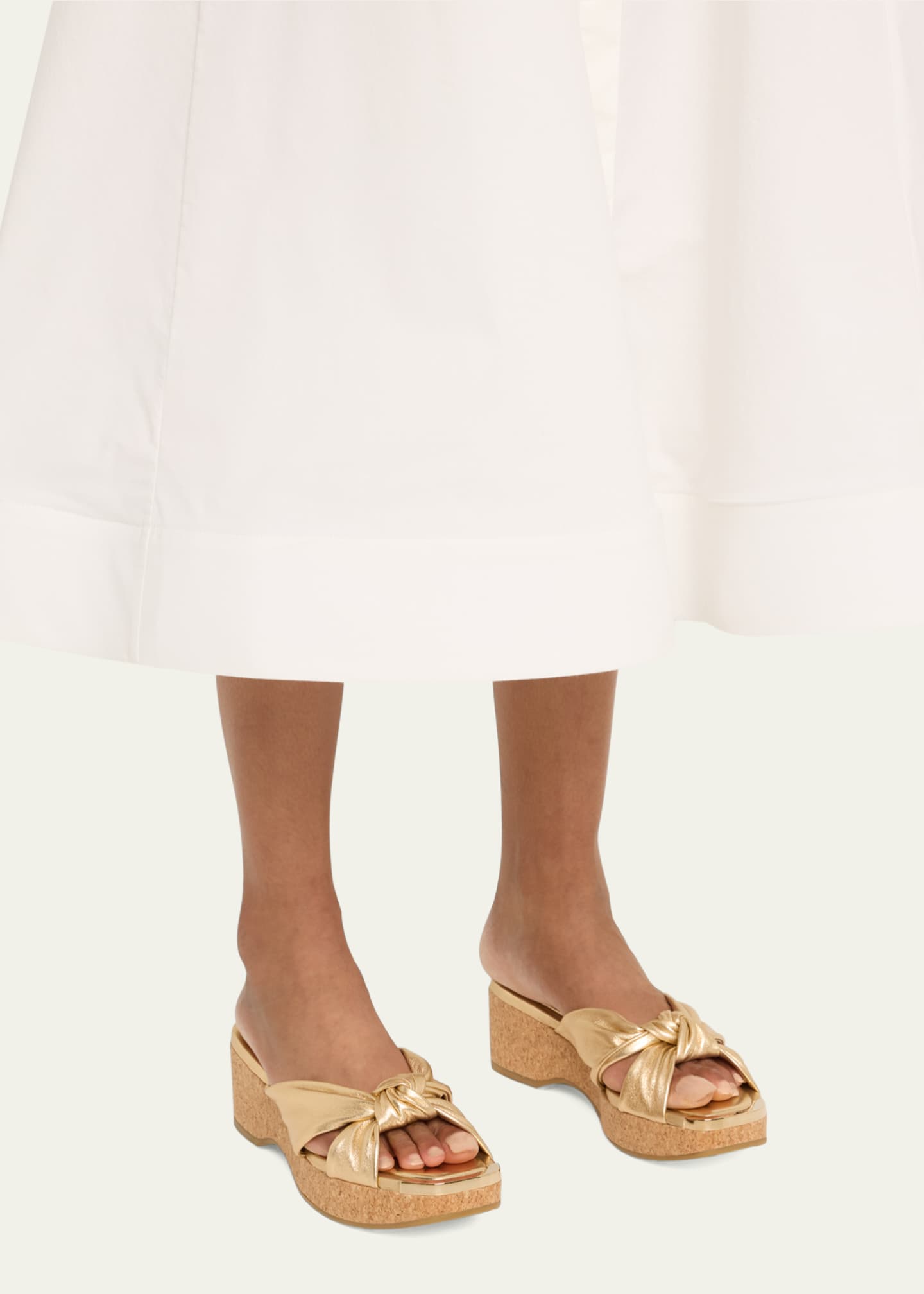 Jimmy Choo Avenue Leather Crisscross Wedge Sandals Image 2 of 6