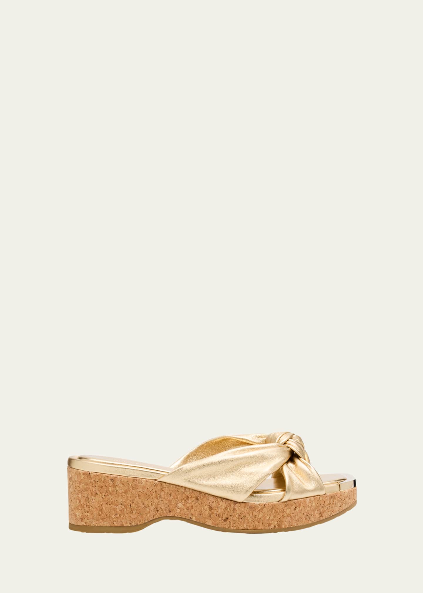 Jimmy Choo Avenue Leather Crisscross Wedge Sandals Image 1 of 6