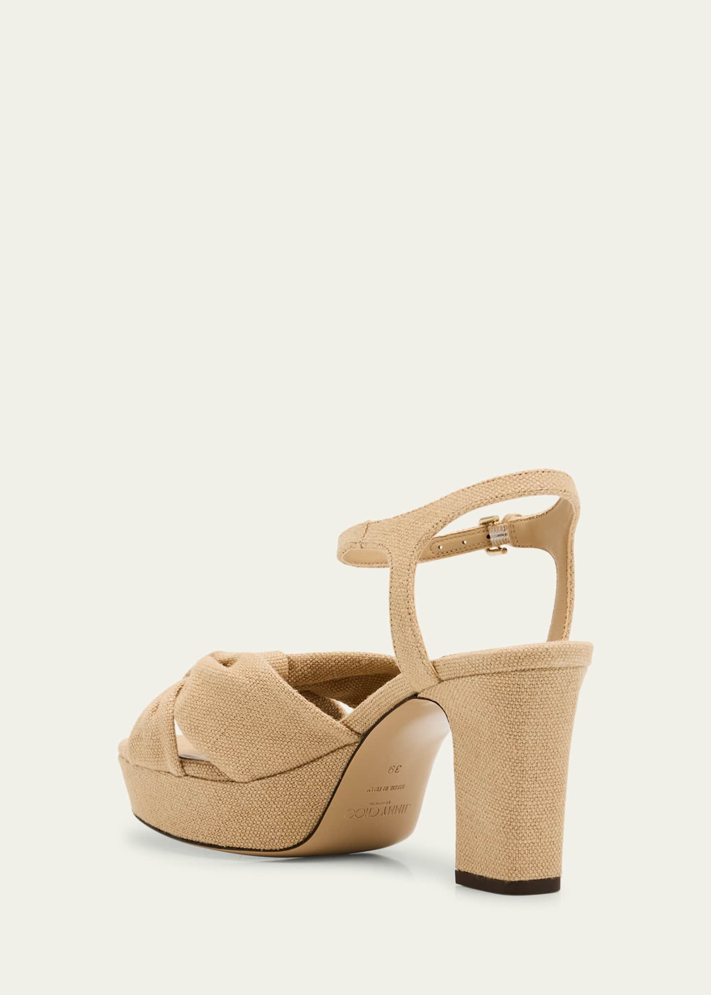 Jimmy Choo Heloise Linen Knot Platform Sandals - Bergdorf Goodman