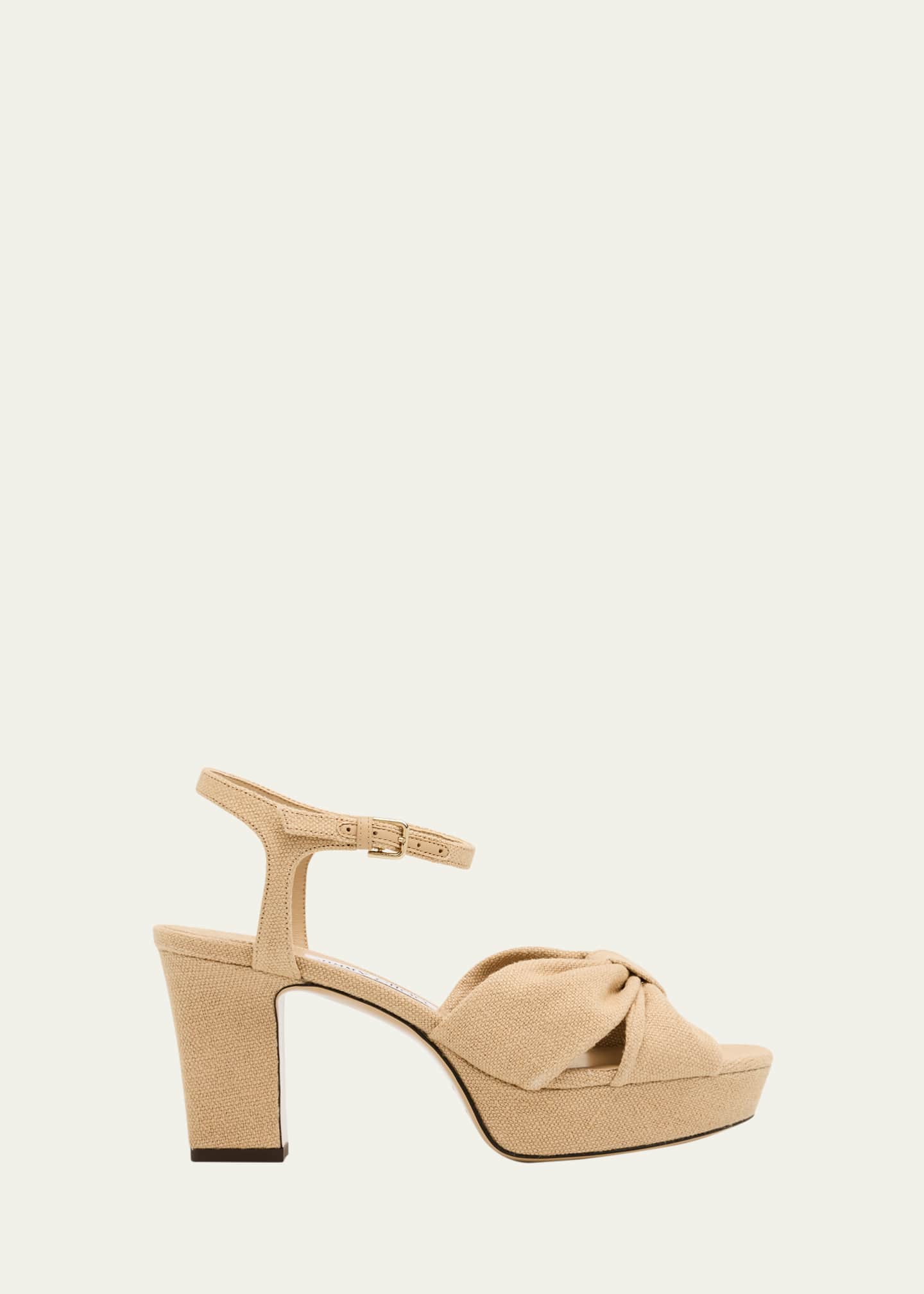 Jimmy Choo Heloise Linen Knot Platform Sandals - Bergdorf
