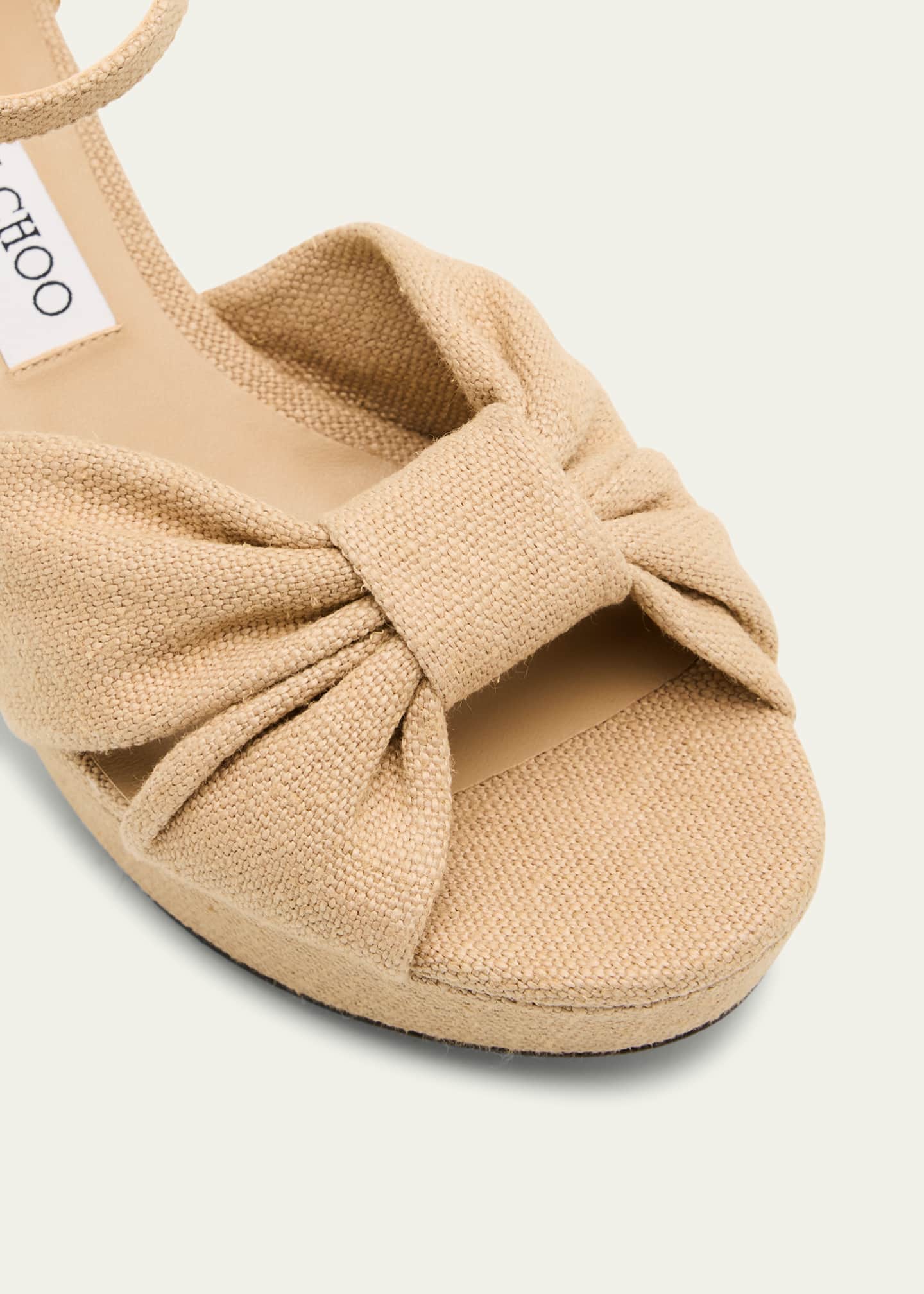 【JIMMYCHOO】 beige sandals （関税送料込） Jimmy Choo Heloise Linen Knot Platform Sandals - Bergdorf