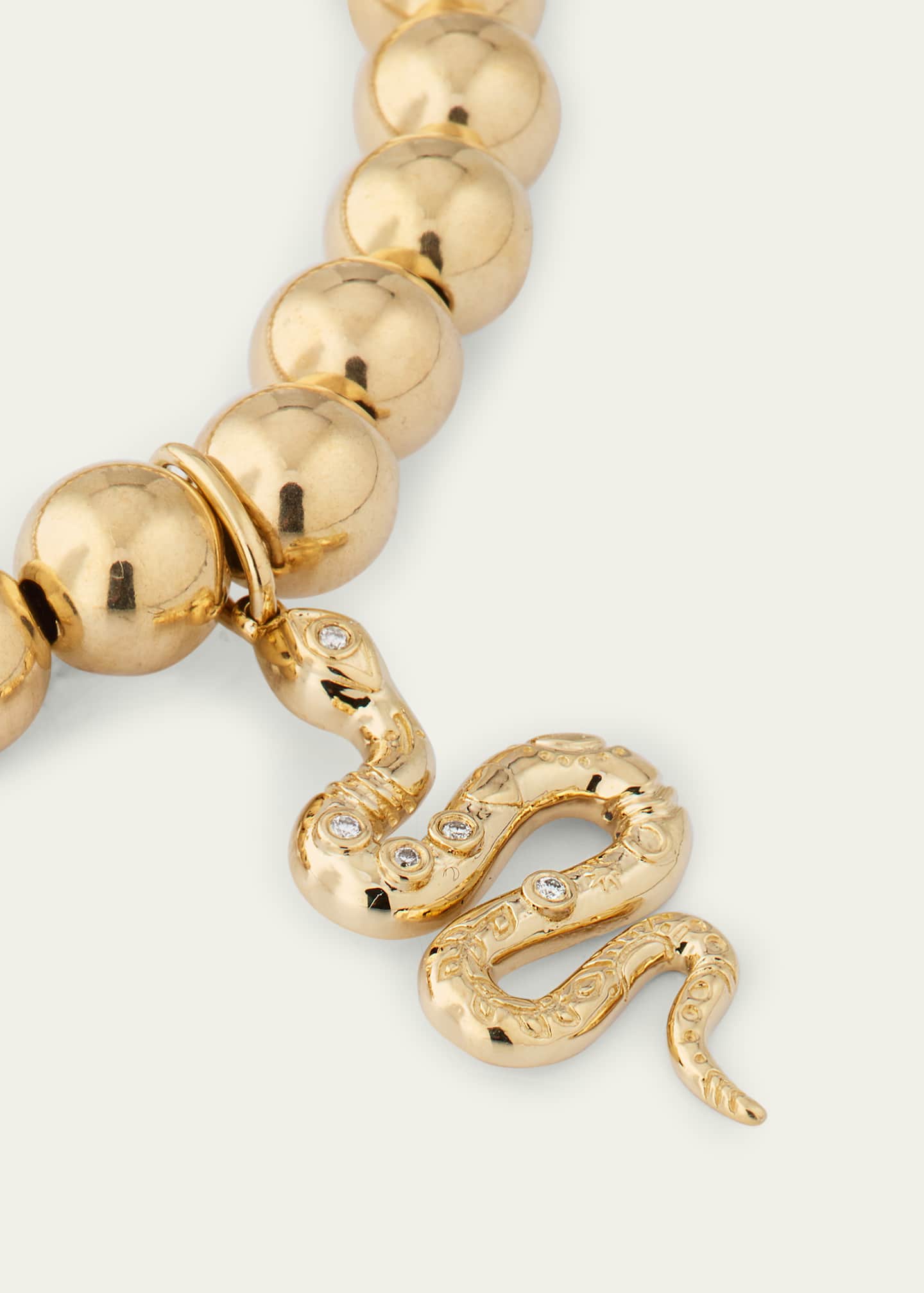 Sydney Evan 14K Yellow Gold Etched Snake Charm Bead Bracelet Image 2 of 2
