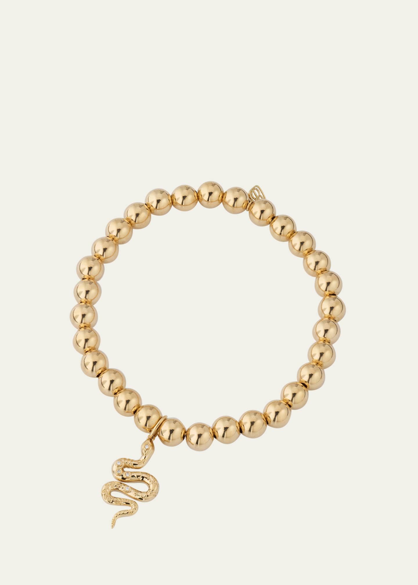 Sydney Evan 14K Yellow Gold Etched Snake Charm Bead Bracelet Image 1 of 2