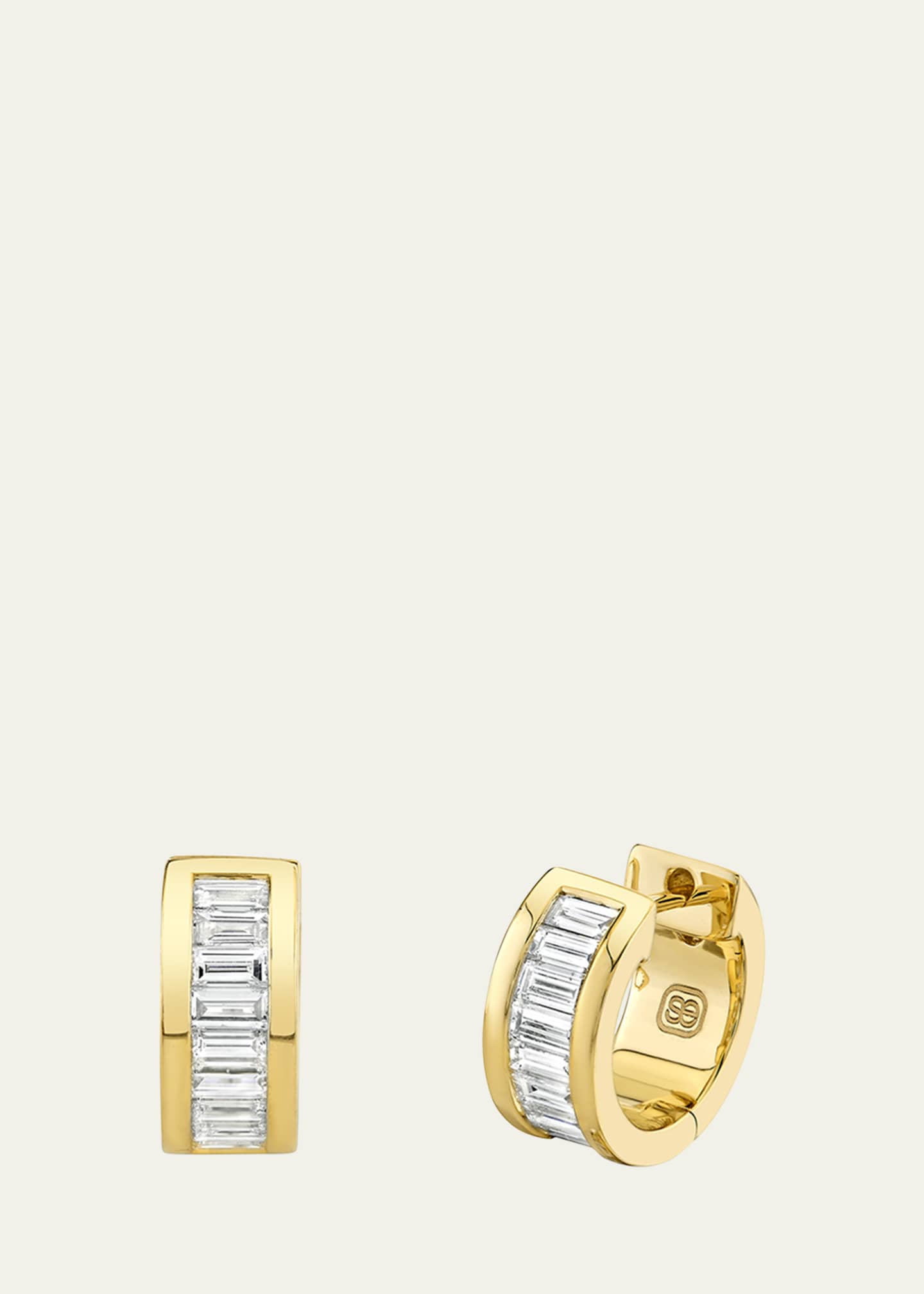 Sydney Evan Channel-Set Baguette Diamond Huggie Earrings