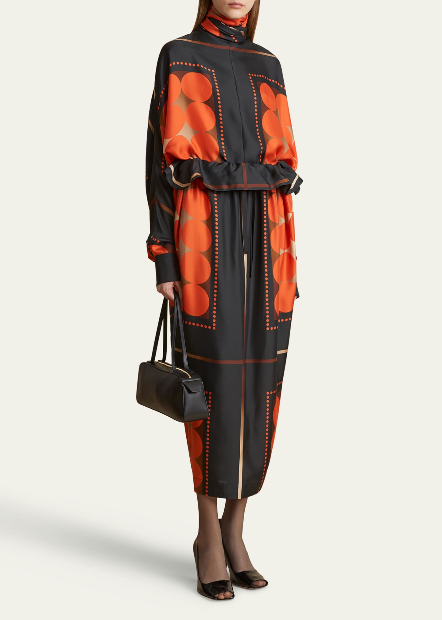 Khaite Bex Printed Scarf-Neck Top Image 2 of 5