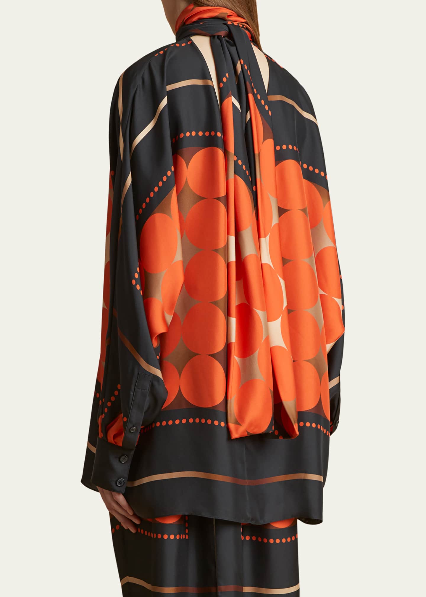Khaite Bex Printed Scarf-Neck Top Image 3 of 5
