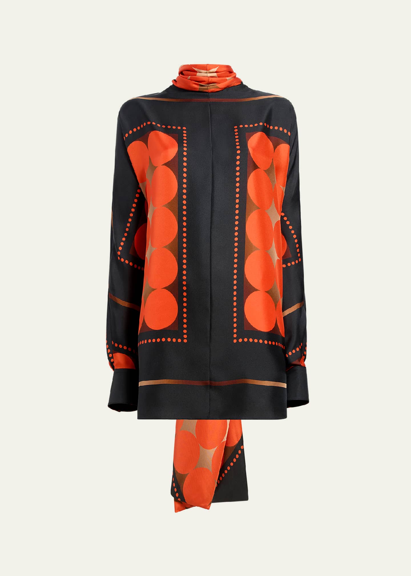 Khaite Bex Printed Scarf-Neck Top Image 1 of 5