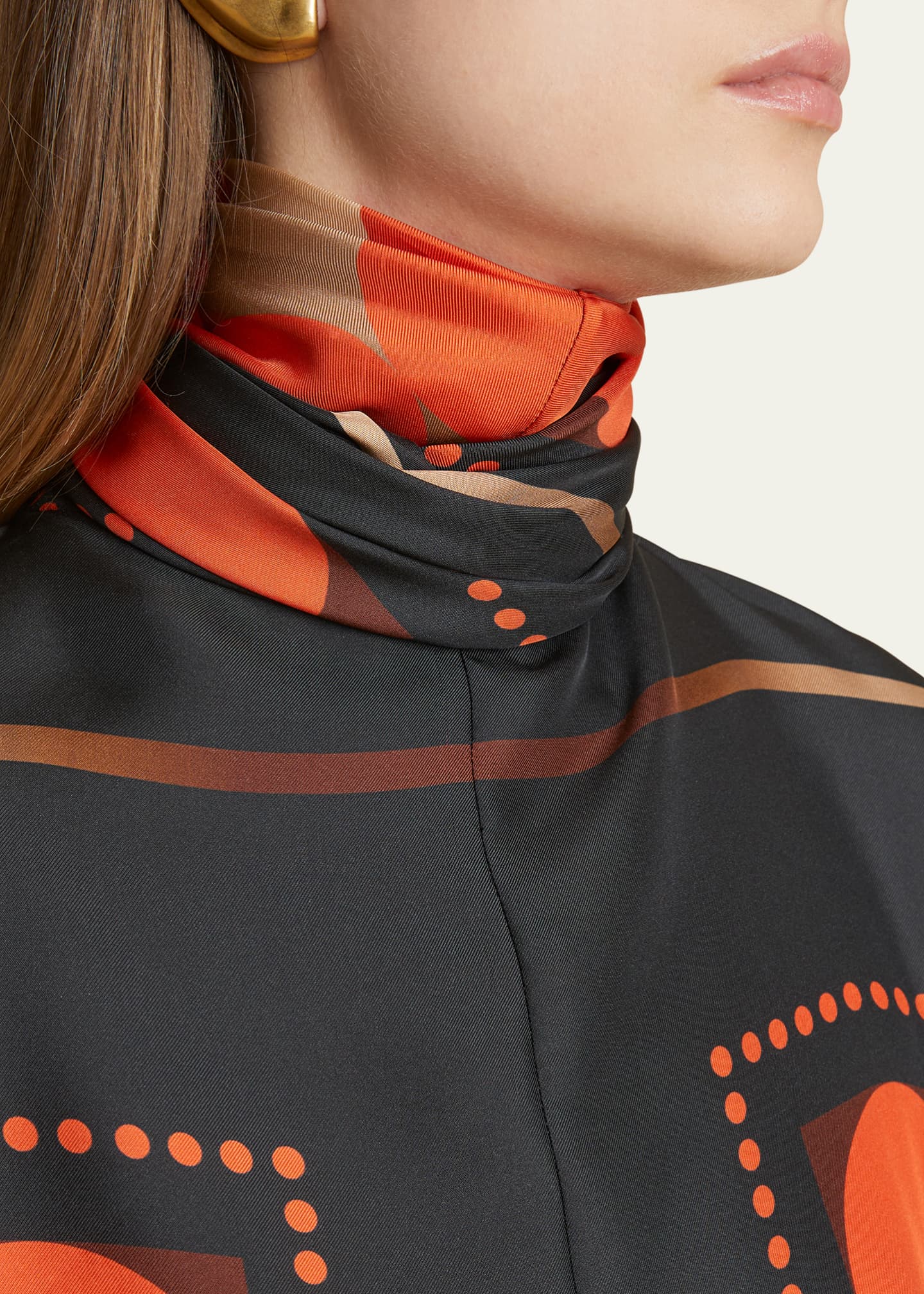 Khaite Bex Printed Scarf-Neck Top Image 5 of 5