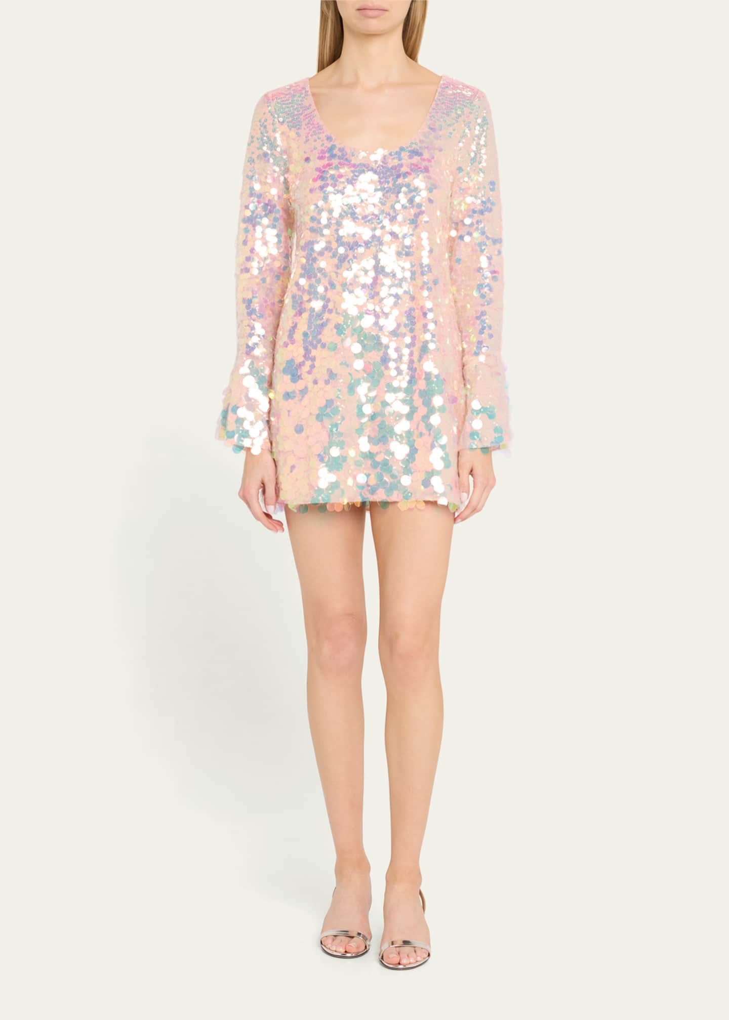 LoveShackFancy Risbo Sequined Mini Dress Image 2 of 5
