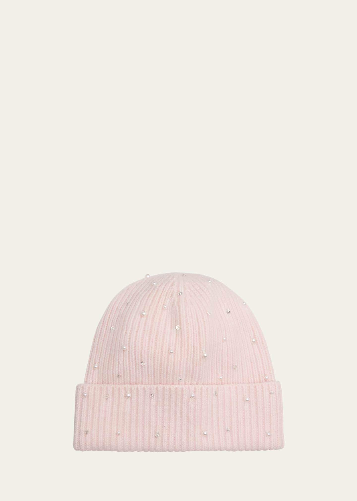 Carolyn Rowan Cashmere Crystal-Embellished Beanie Hat