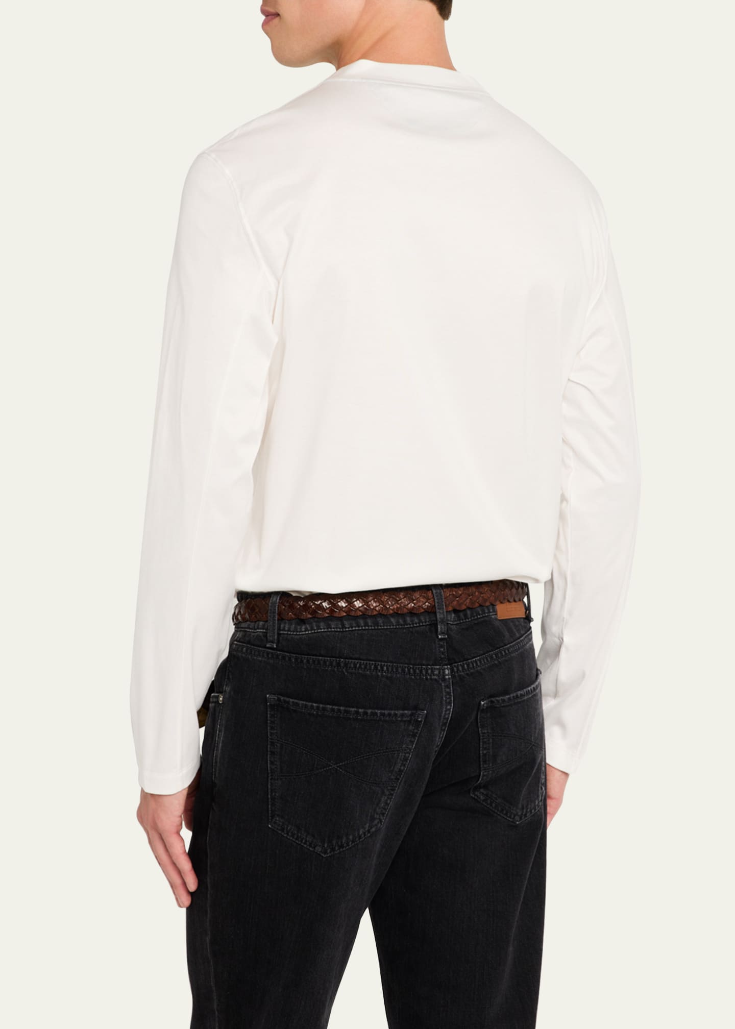 Brunello Cucinelli Men's Logo Long-Sleeve T-Shirt Image 3 of 5